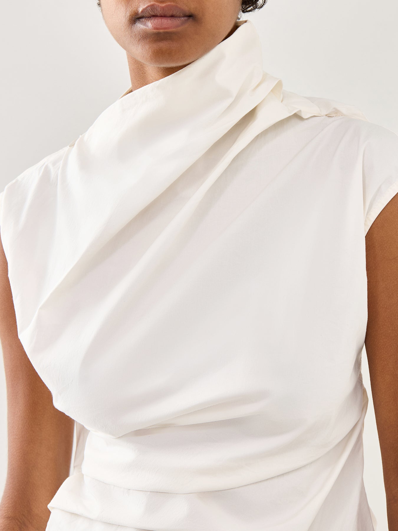 Stretch Cotton Ruched Top White