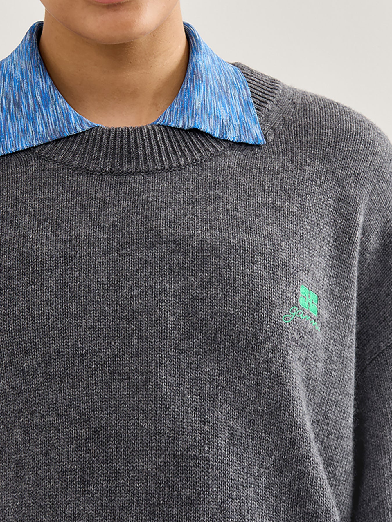 Future Wool Mix Oversized O-Neck Charcoal Grey