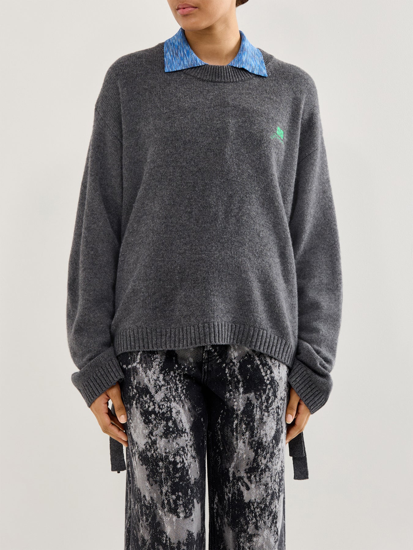 Future Wool Mix Oversized O-Neck Charcoal Grey