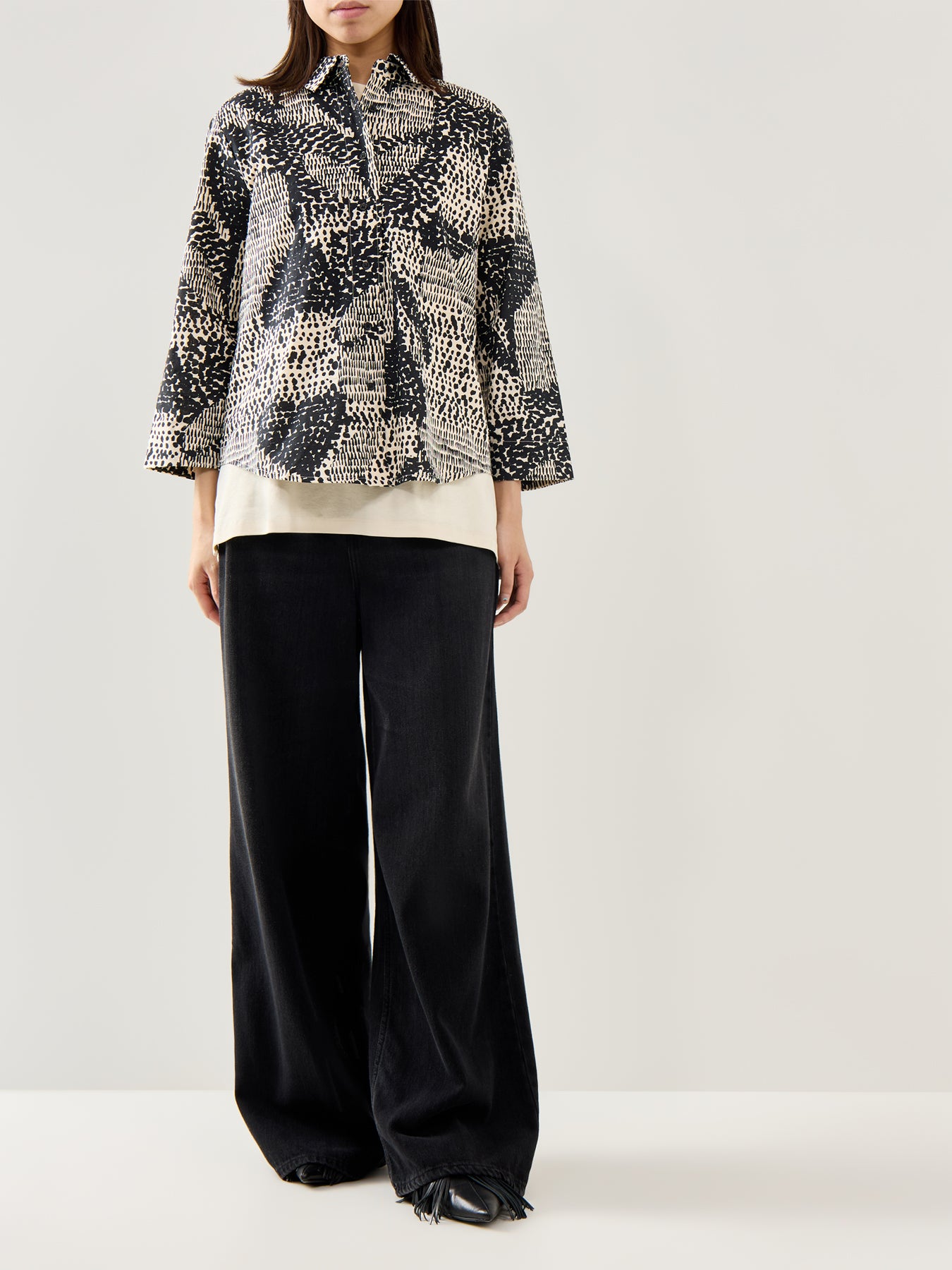 MaIduka Printed 3/4 Sleeve Shirt Black