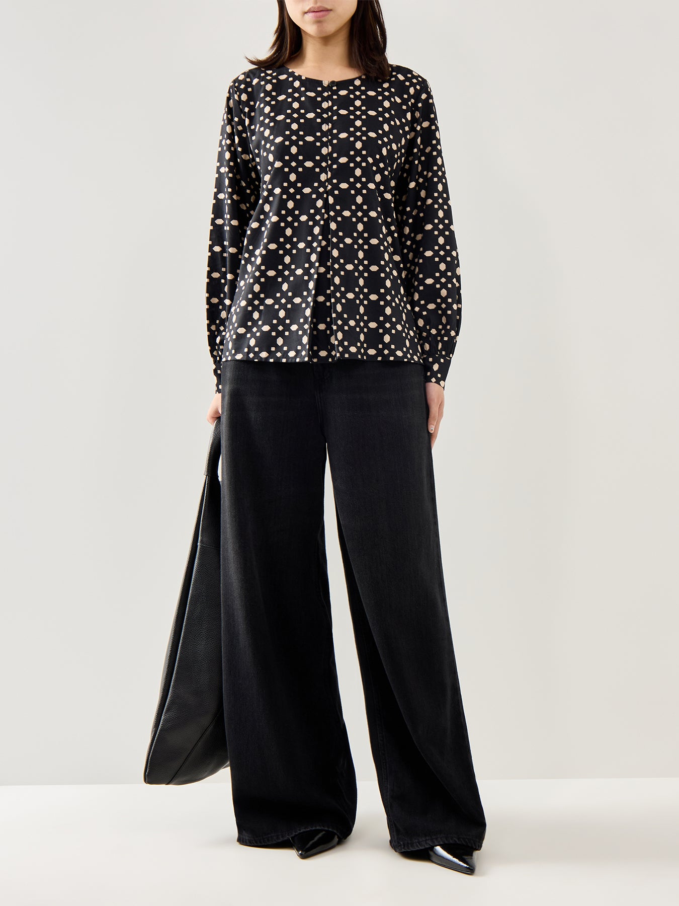 MaDoella Print Long Sleeve Top Black