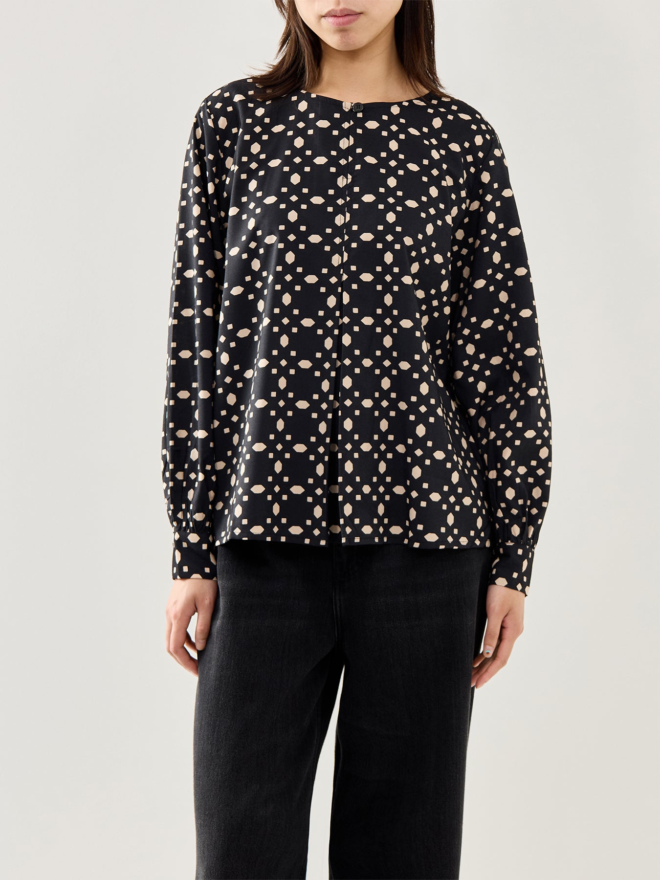 MaDoella Print Long Sleeve Top Black