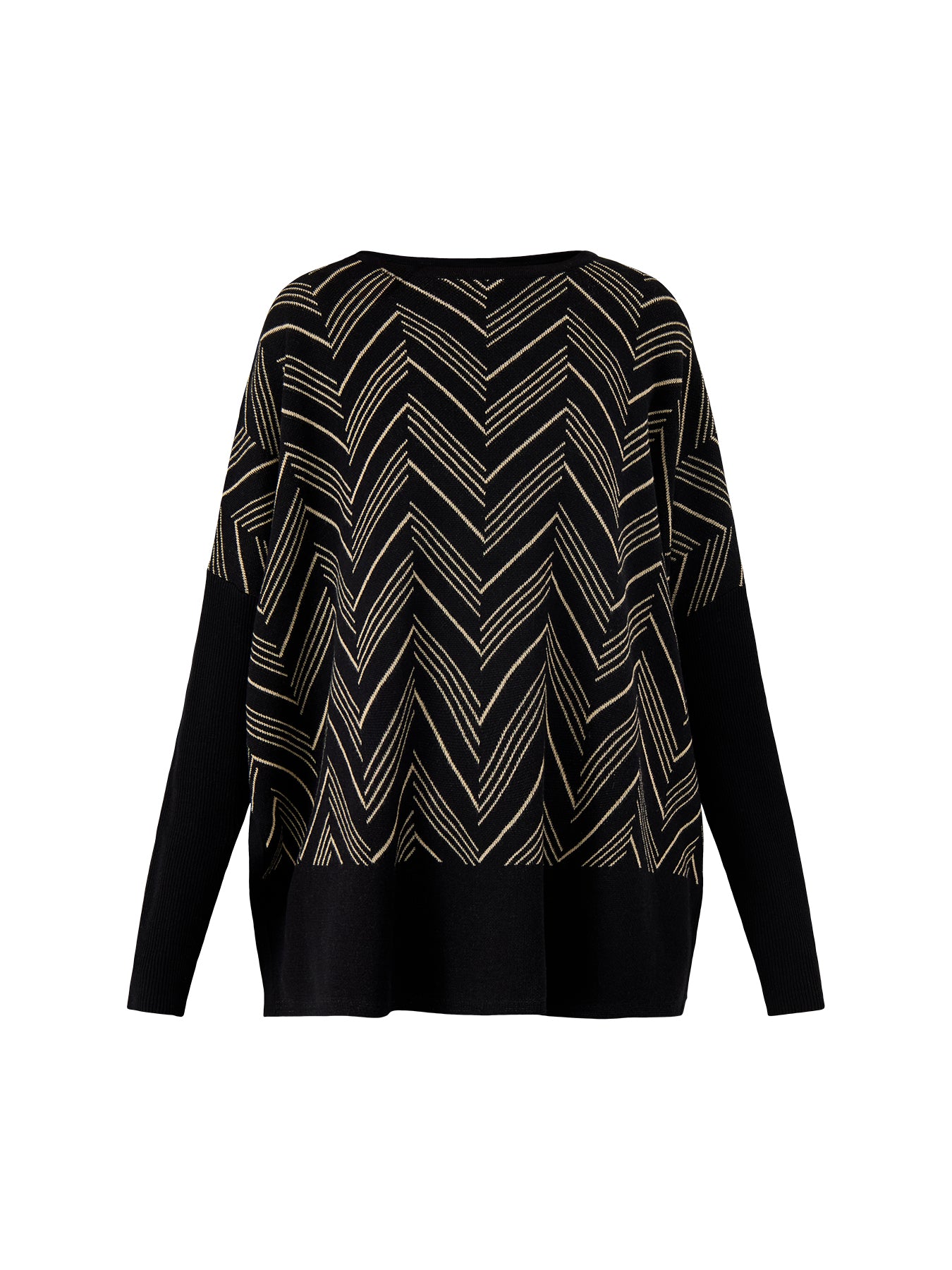 MaFeluca Lurex Jacquard Long Sleeve Top Black