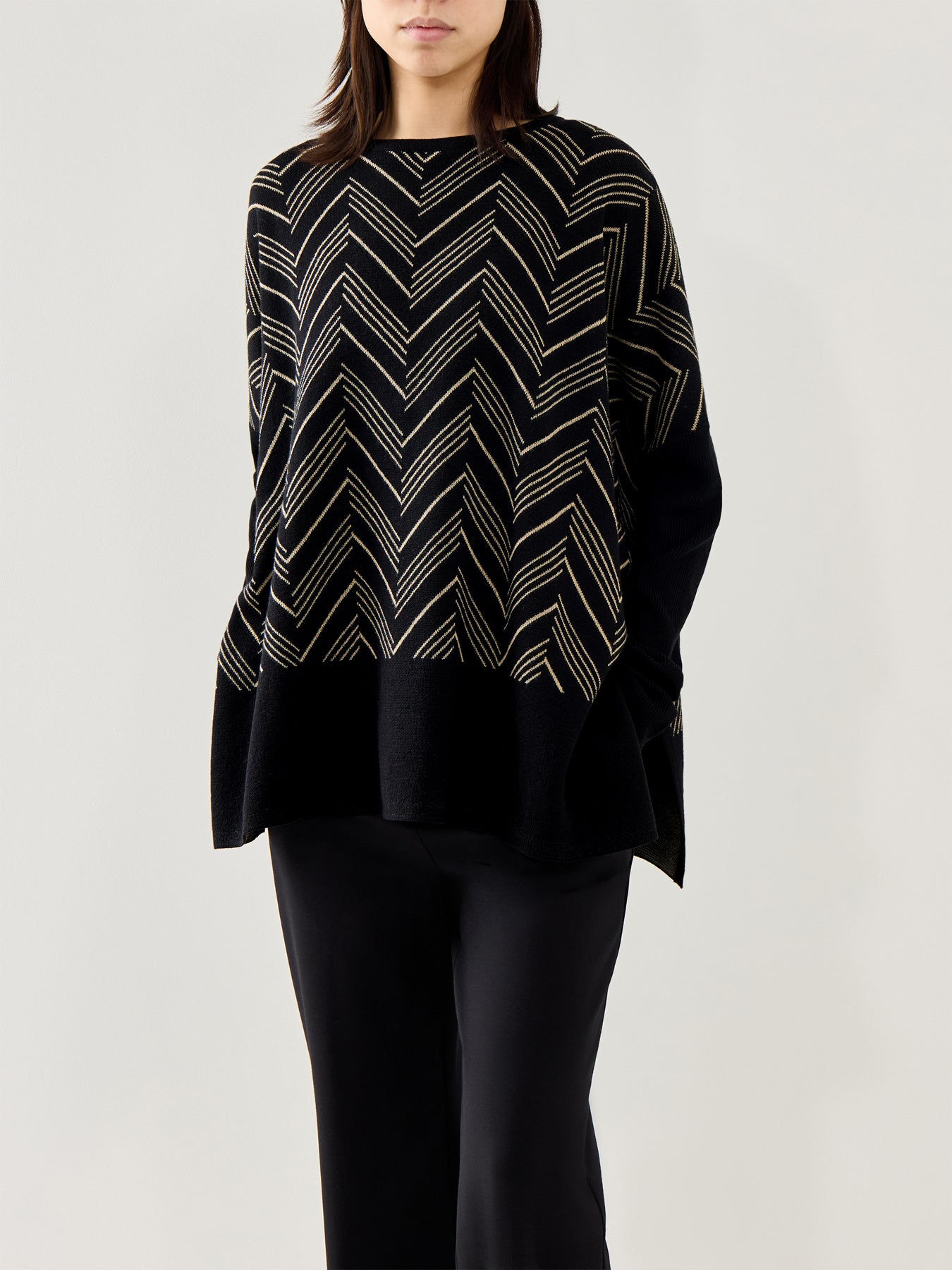 MaFeluca Lurex Jacquard Long Sleeve Top Black