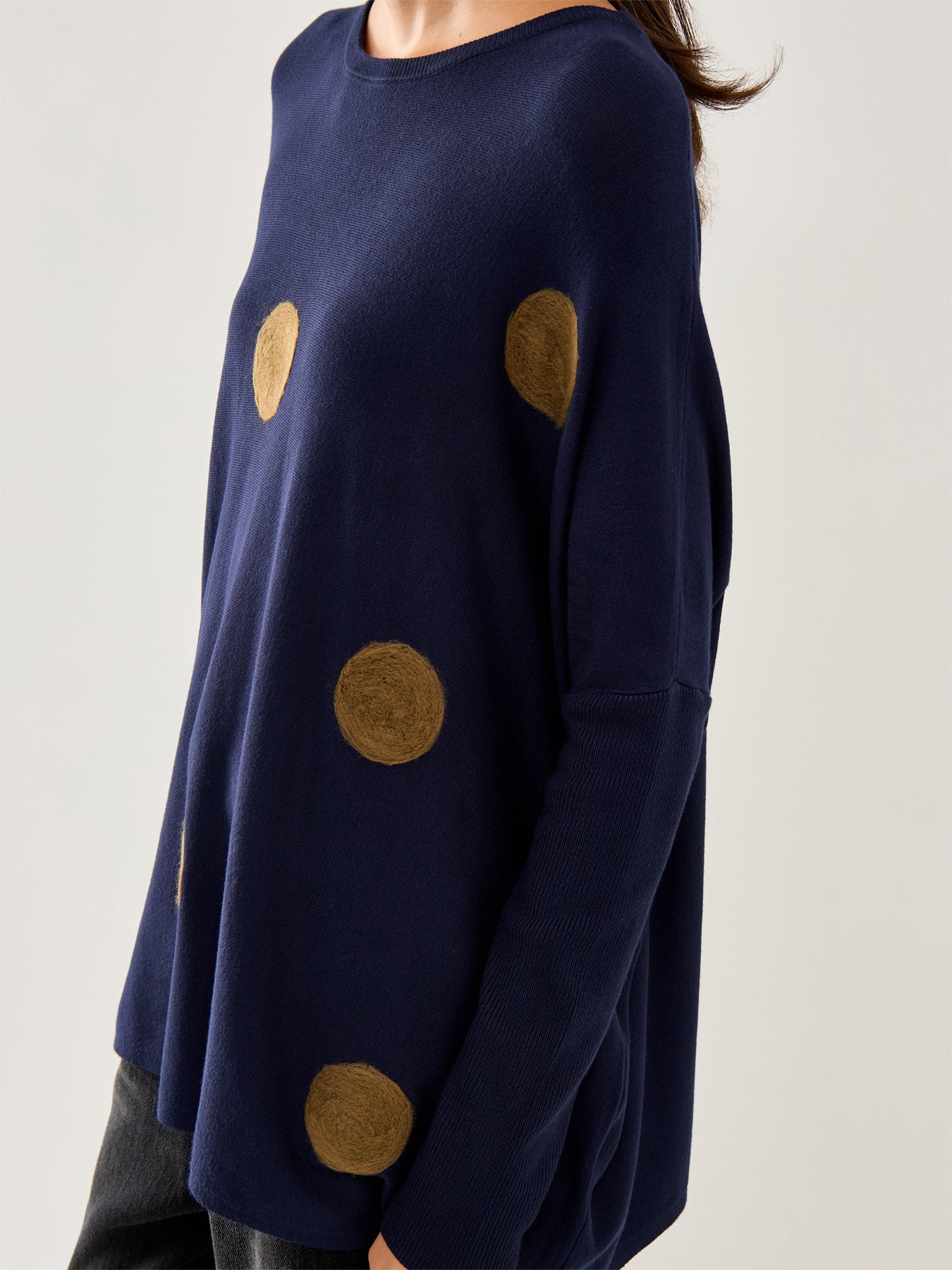 Fanasi Dot Knit Top Navy