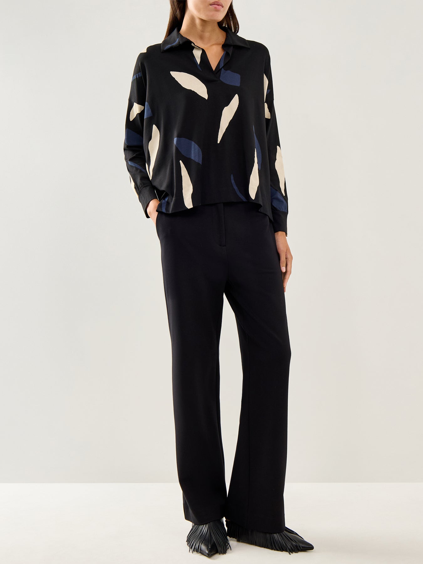 Drika Printed Top Navy Blazer