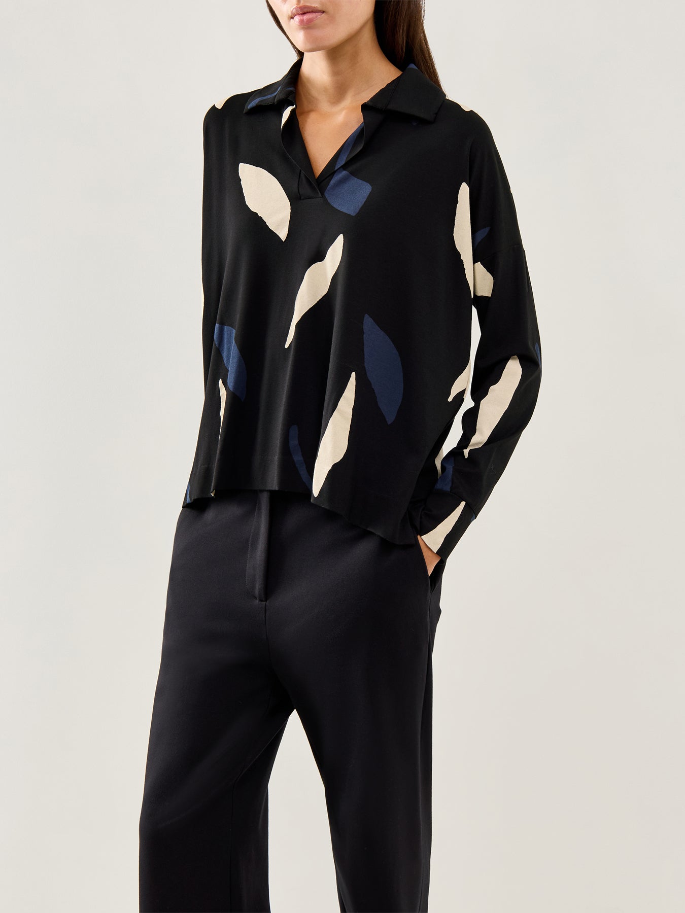 Drika Printed Top Navy Blazer