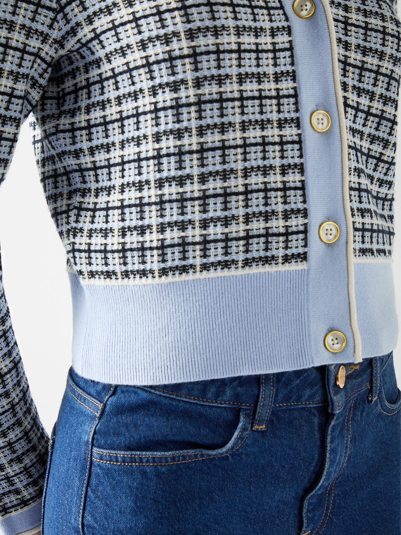 Blue Honey Cotton Blend Blue Cardigan