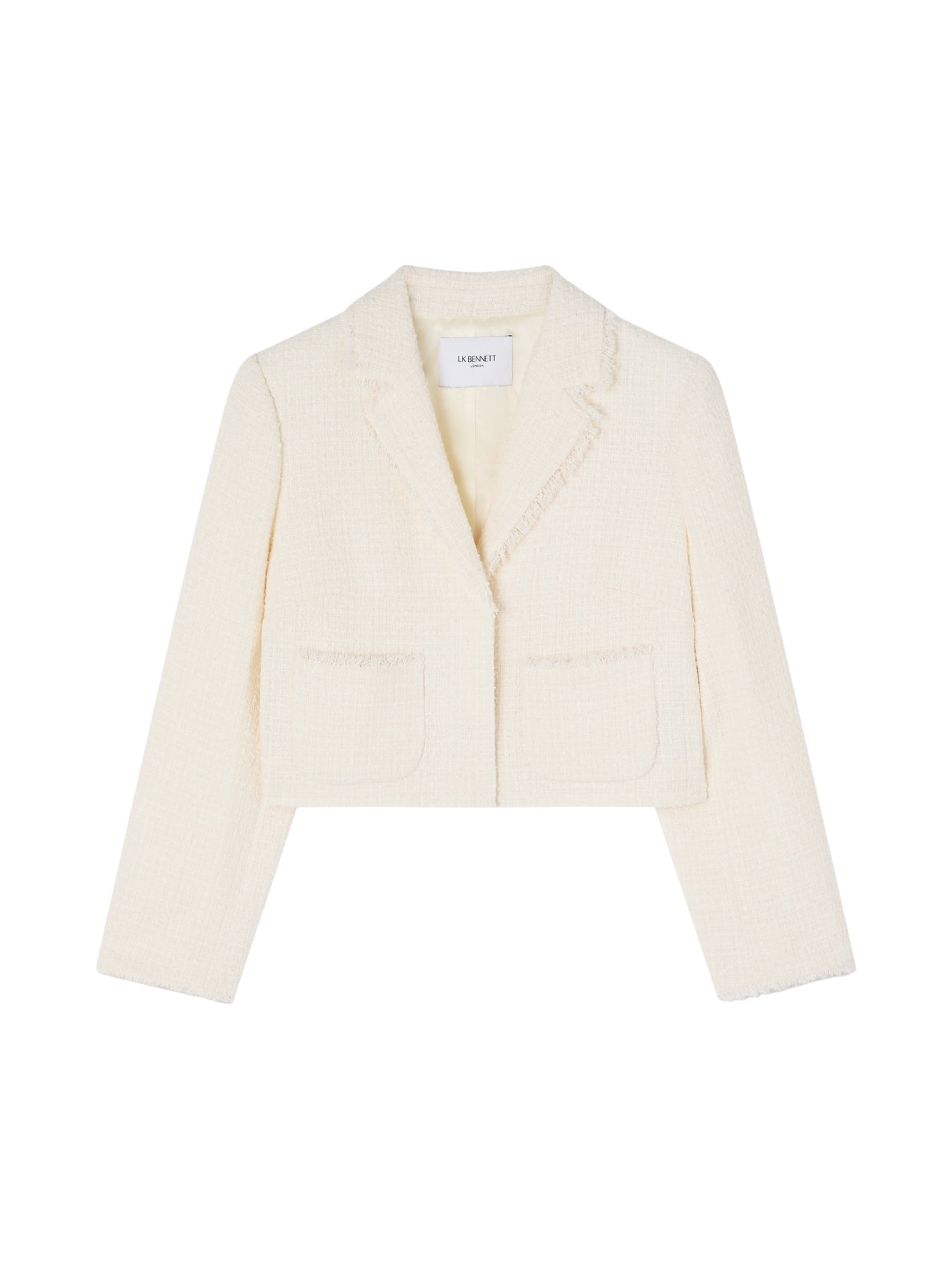 Cream Carla Ivory Cotton Cropped Collar Jacket