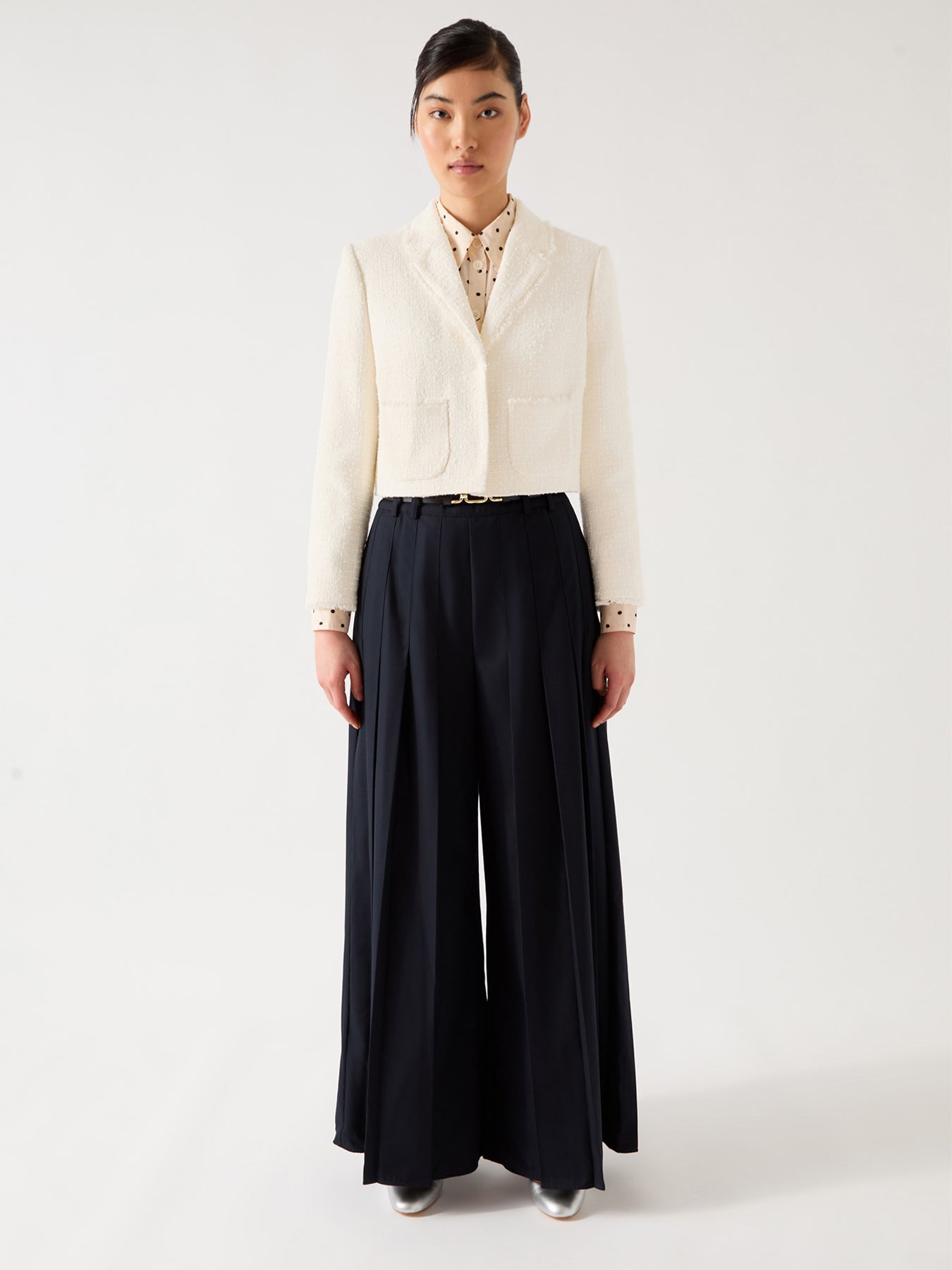 Cream Carla Ivory Cotton Cropped Collar Jacket