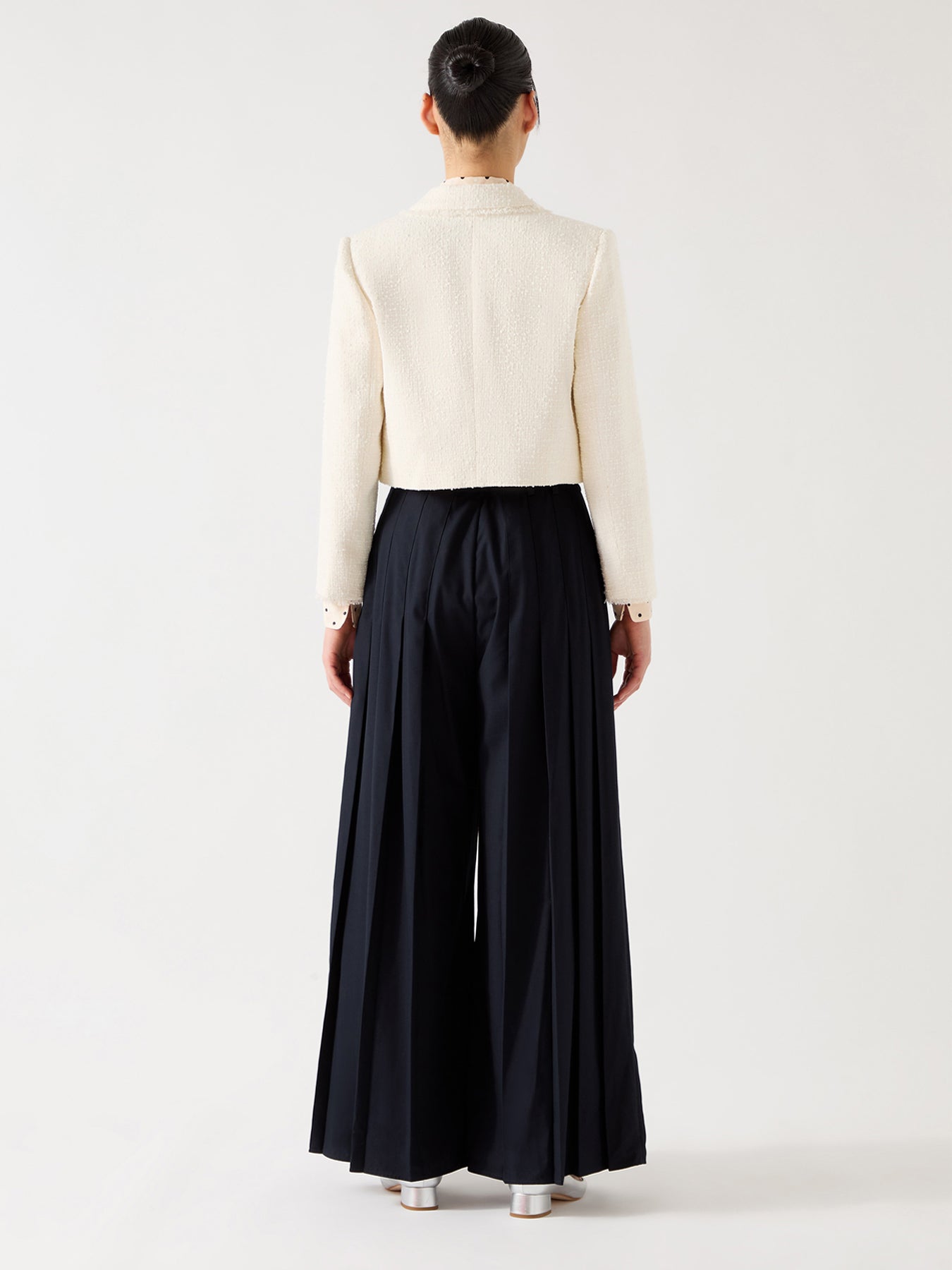 Cream Carla Ivory Cotton Cropped Collar Jacket