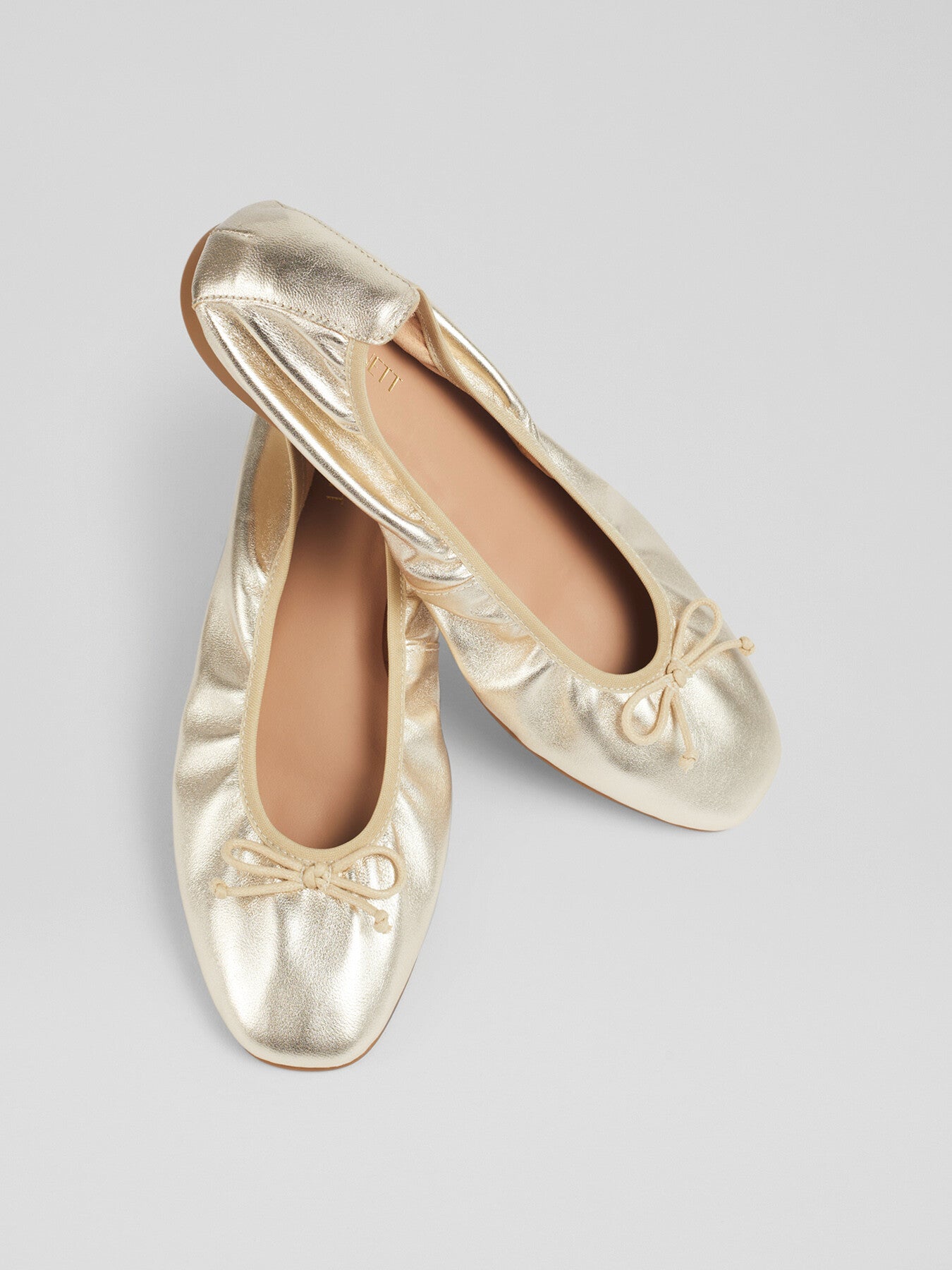 Trilly Metallic Leather Ballerina Pumps Gold