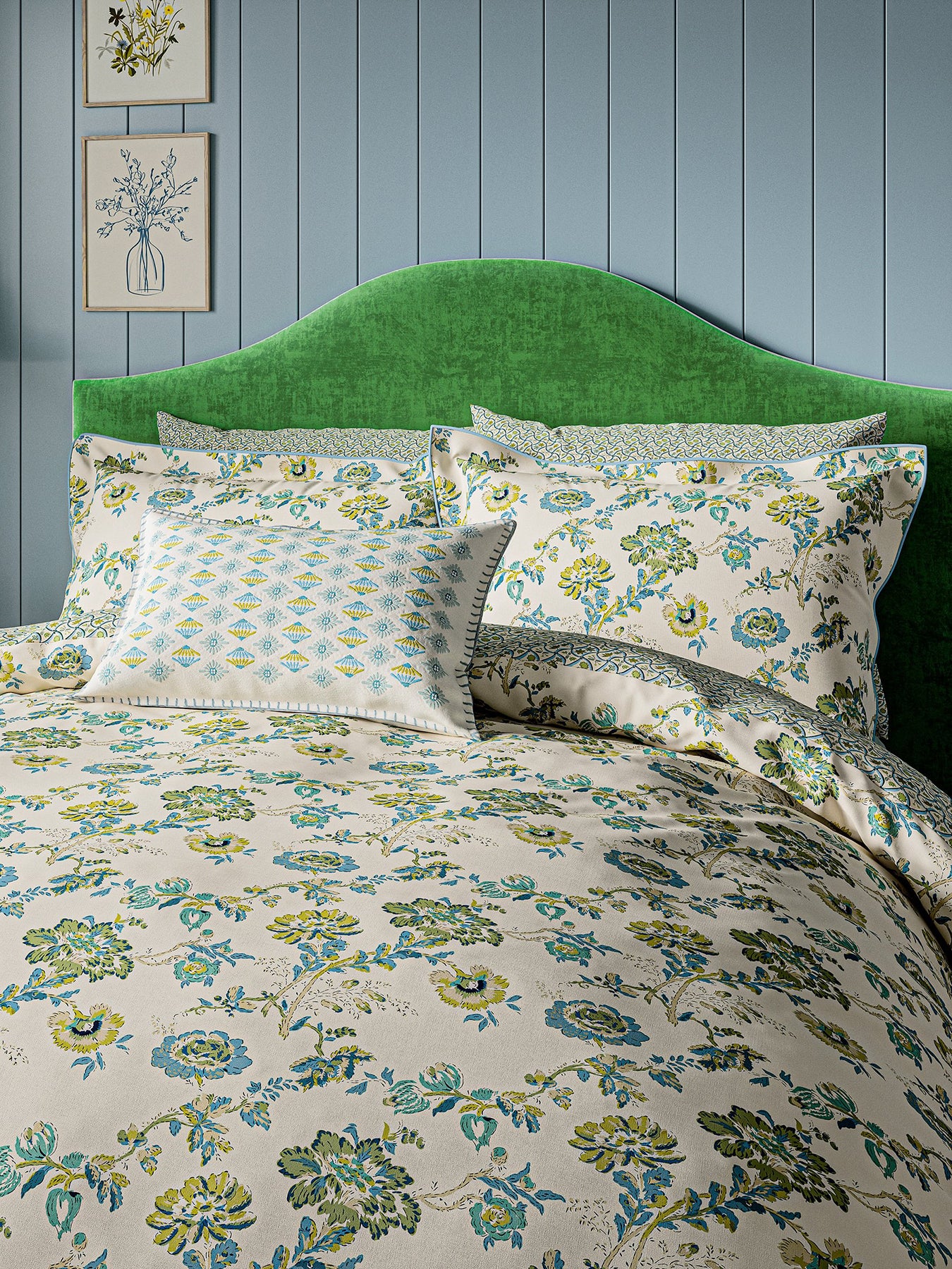 Orchard Botanical Print Duvet Cover Collection King Green