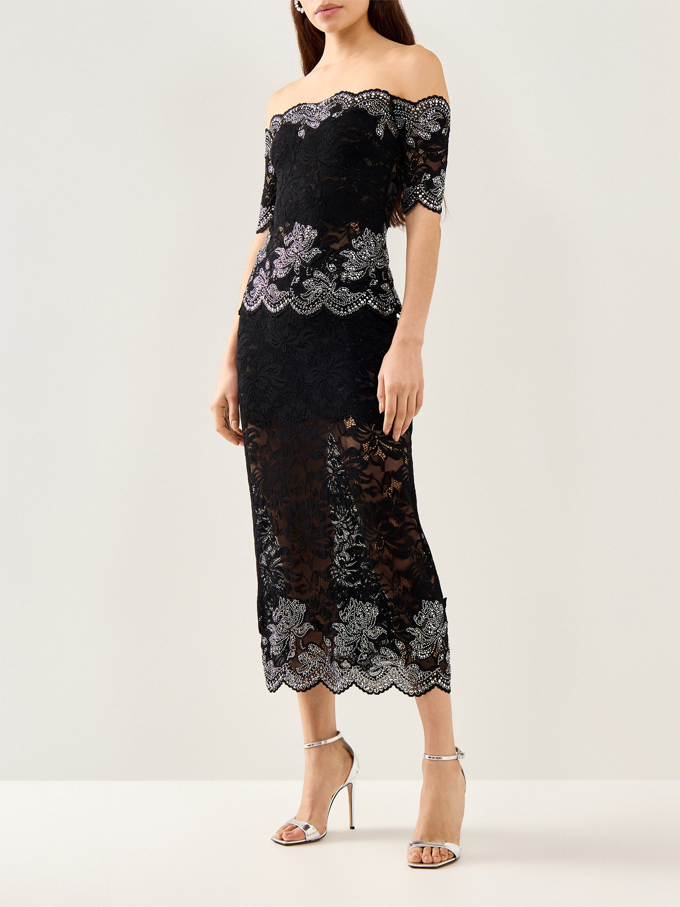 Off Shoulder Dropped Lace Top