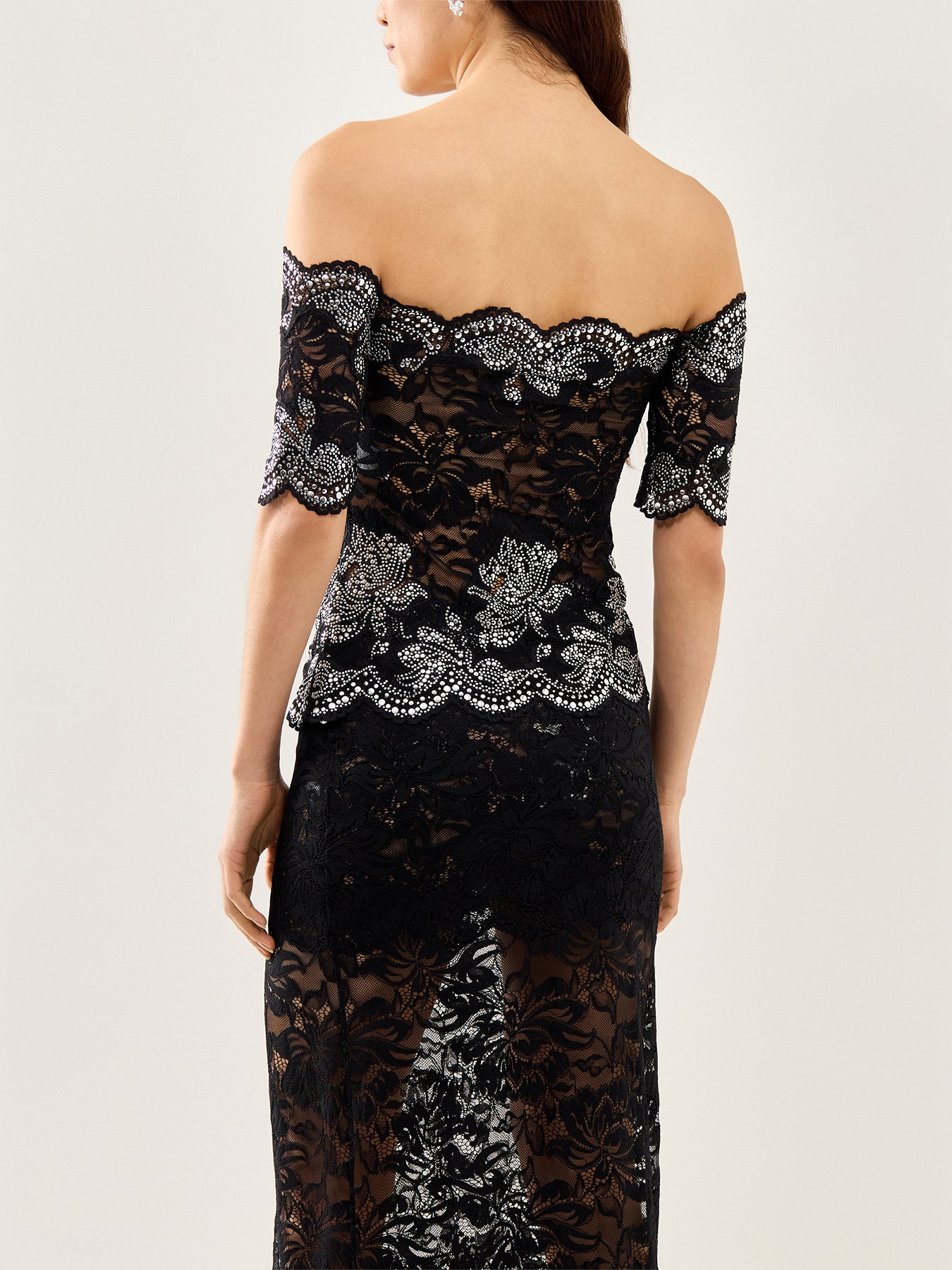 Off Shoulder Dropped Lace Top