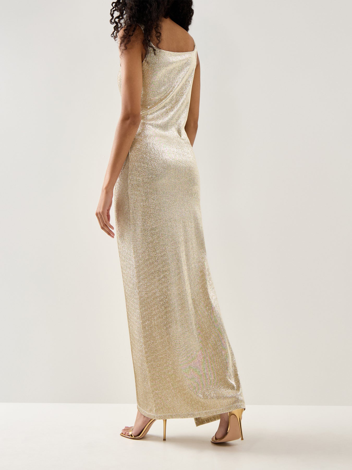 Robe Side Button Strappy Maxi Silver Gold Silver Gold