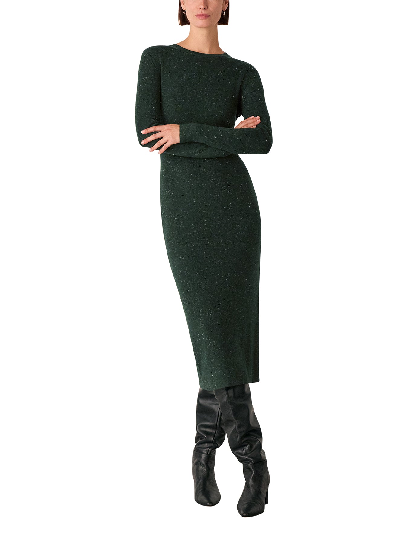 Dark Green Annie Sparkle Knit Dress