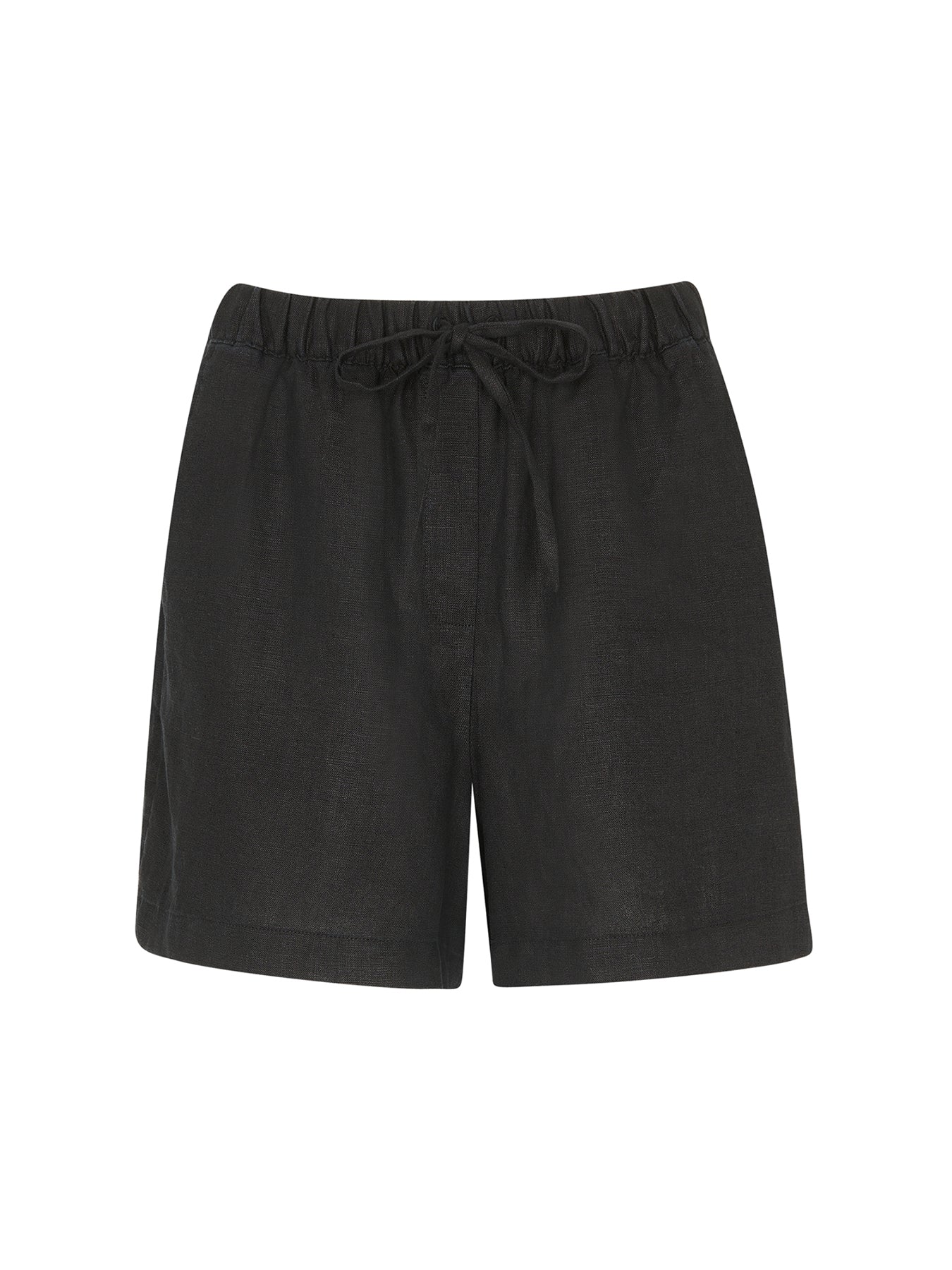 Black Linen Elasticated Short