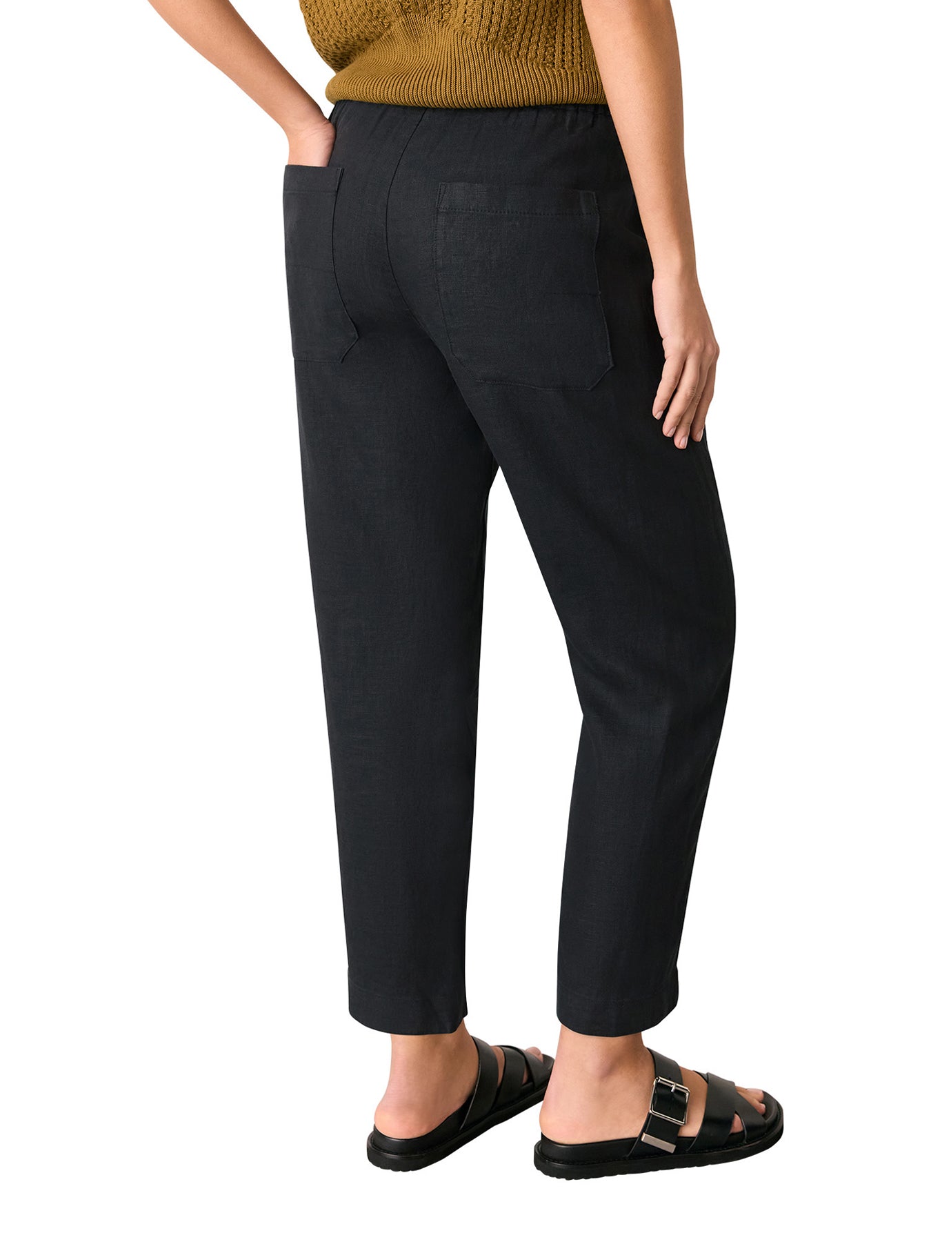 Black Linen Barrel Leg Trouser