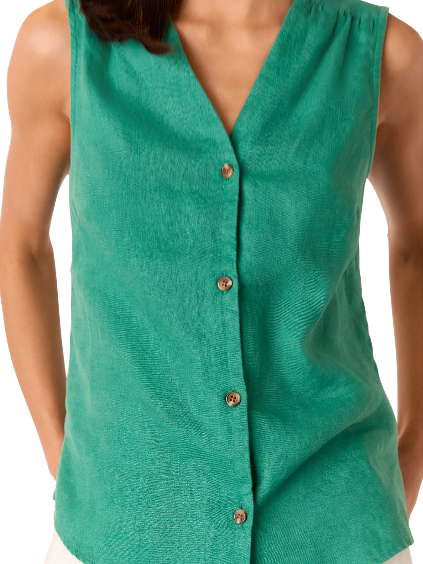 Green Laura Linen Tank