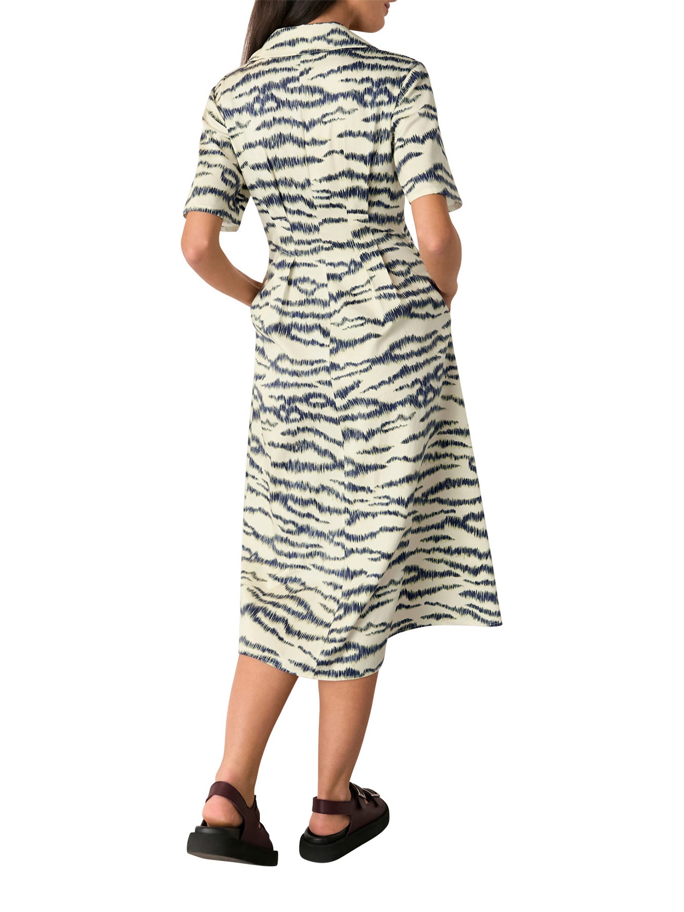 Ivory/Multi Feathered Tiger Midi Dress