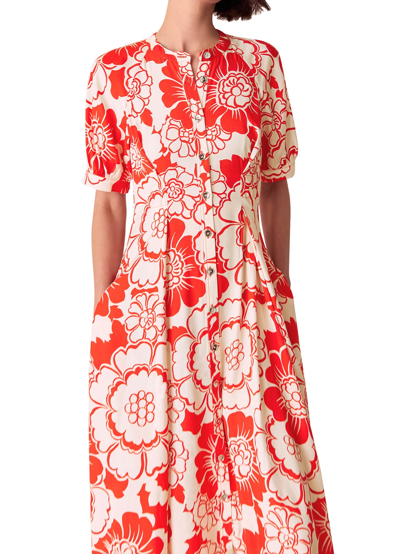 Red/Multi Bloom Floral Midi Dress