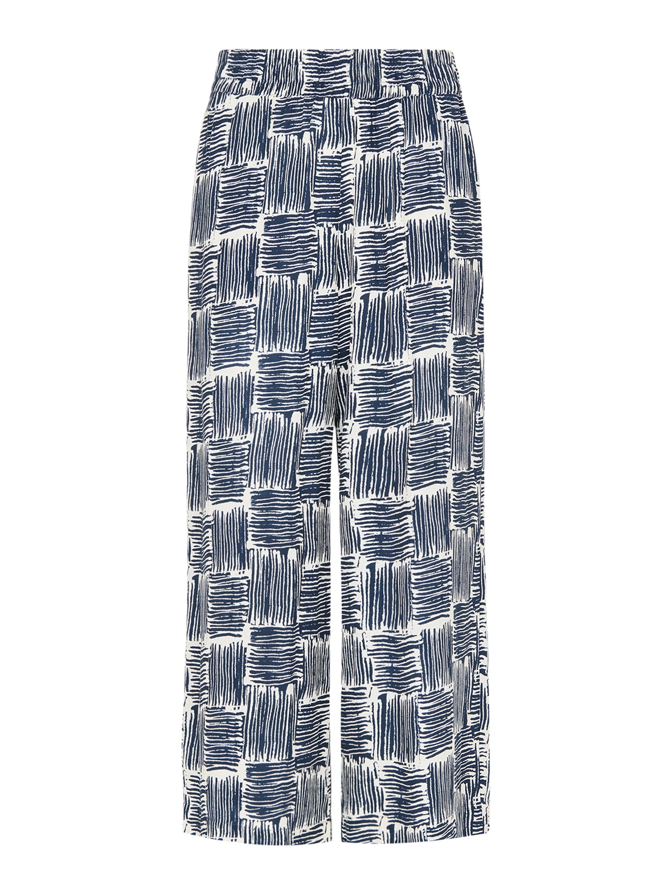 Navy/Multi Hatch Squares Cropped Trouser