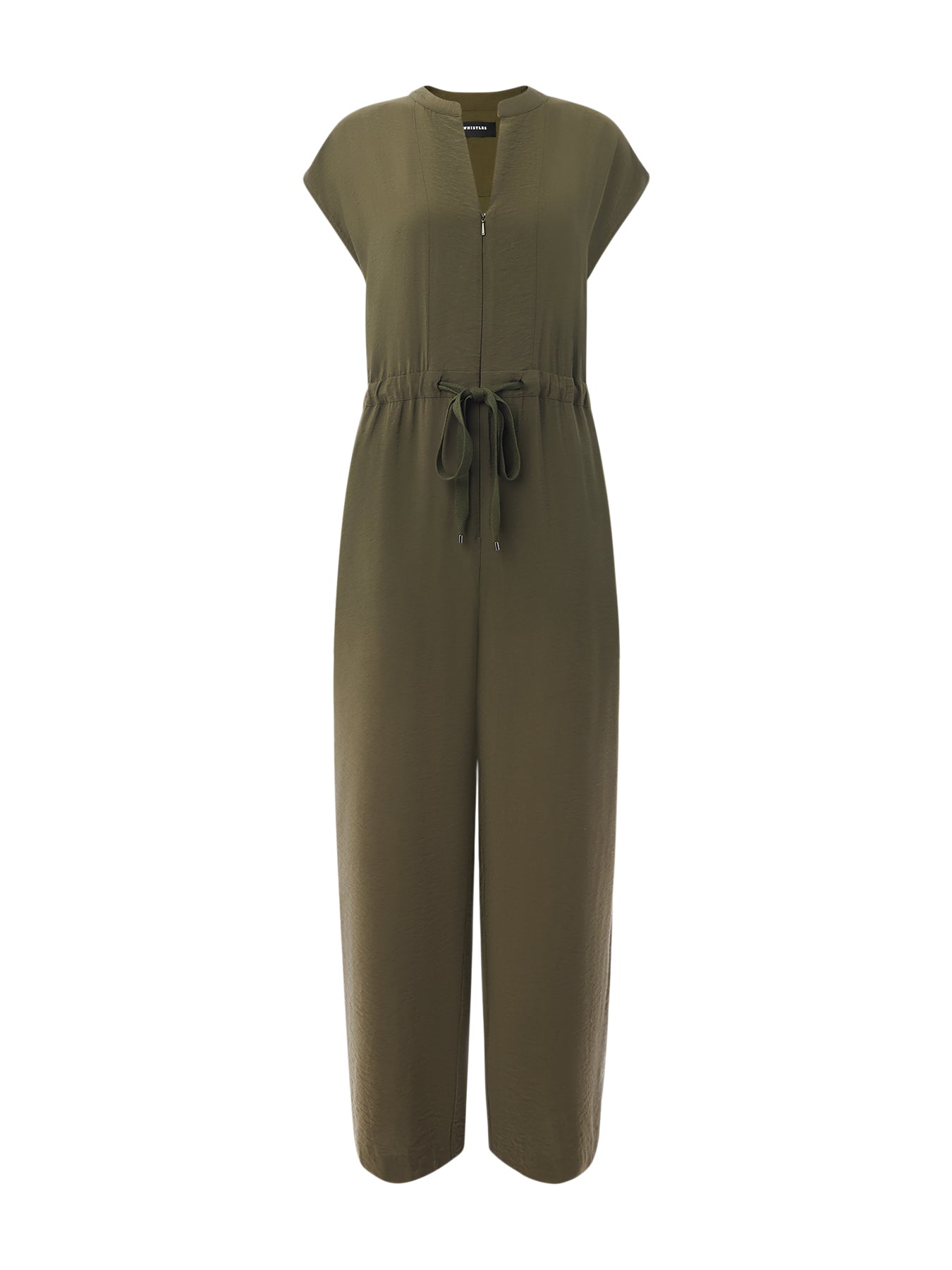 Khaki Sleeveless Drawstring Jumpsuit