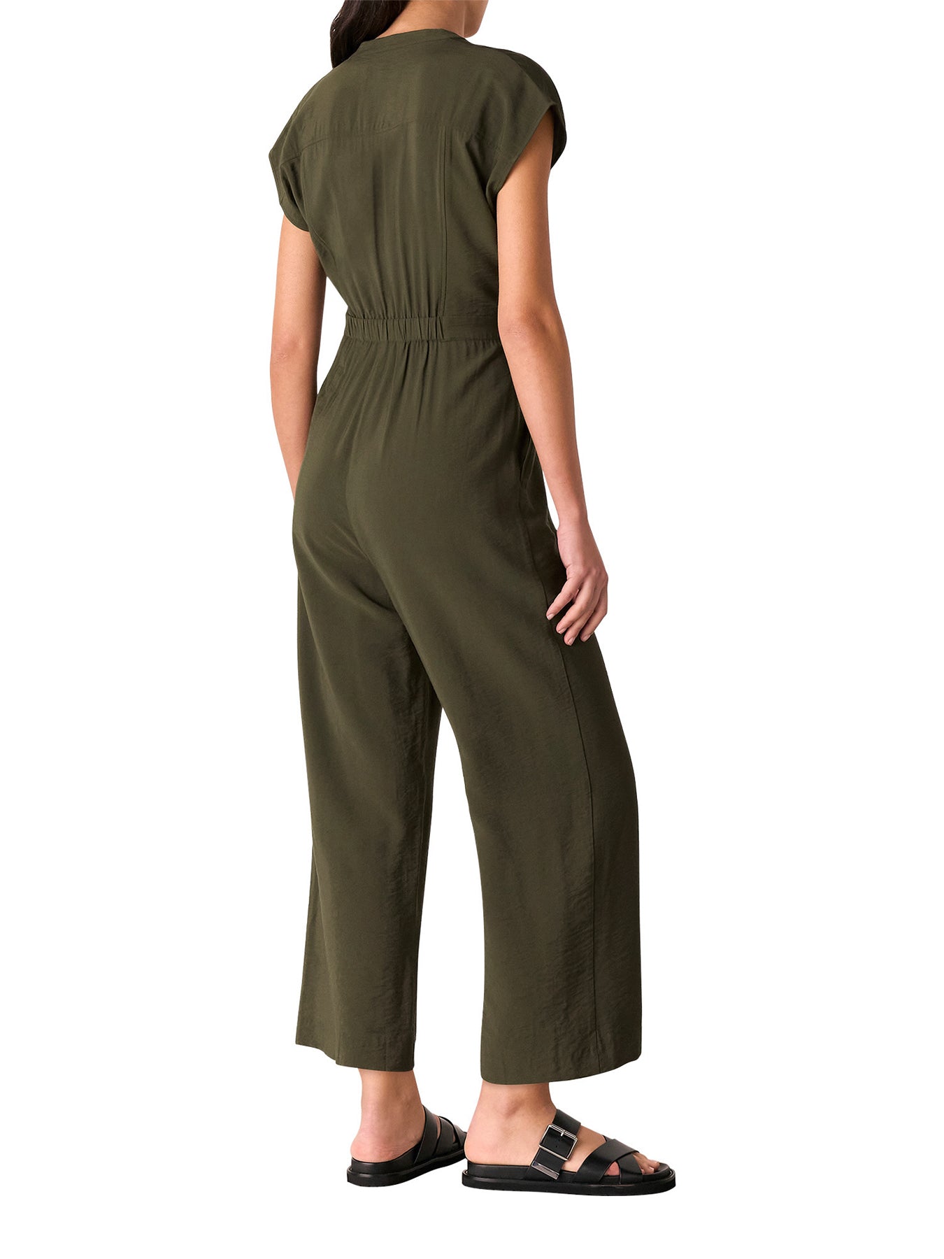 Khaki Sleeveless Drawstring Jumpsuit
