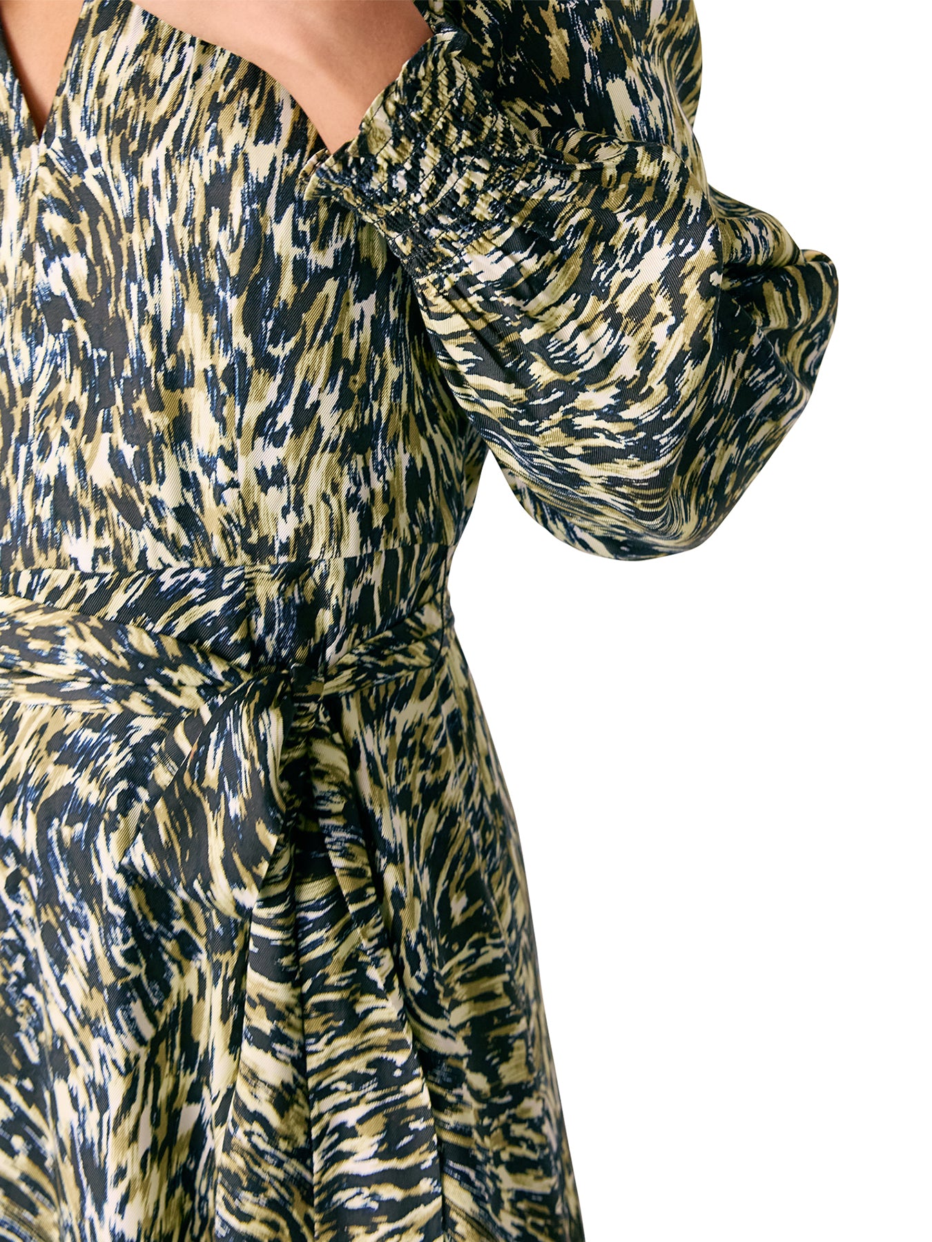 Khaki/Multi Leopard Swirl Midi Dress