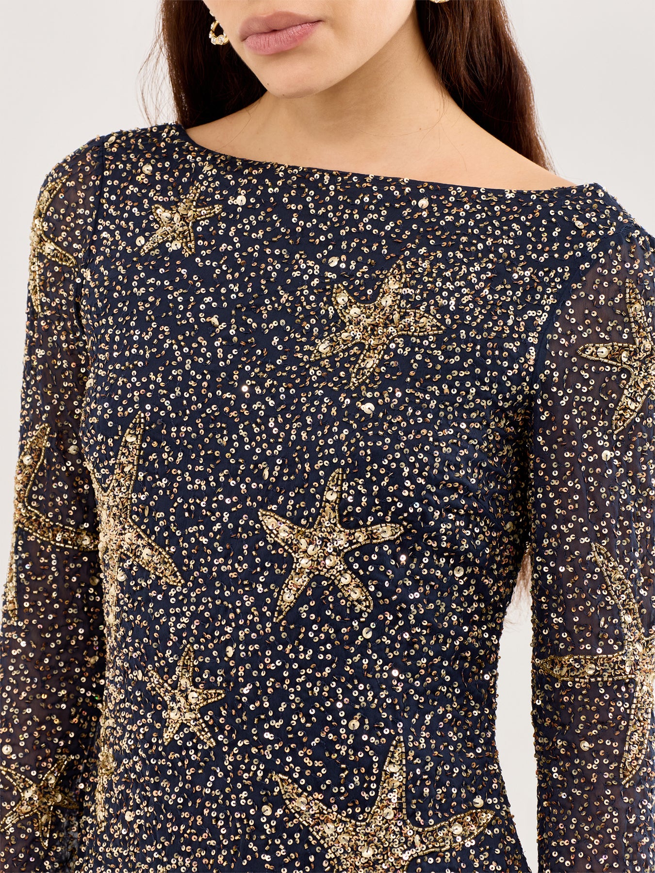 Ilse Dress Starfish Embellishment Navy
