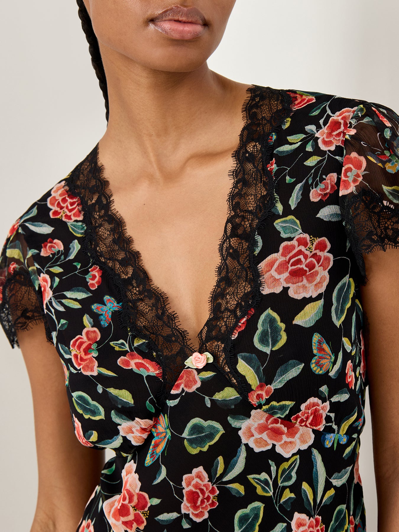 Clarice Midi Dress Butterfly Floral Print