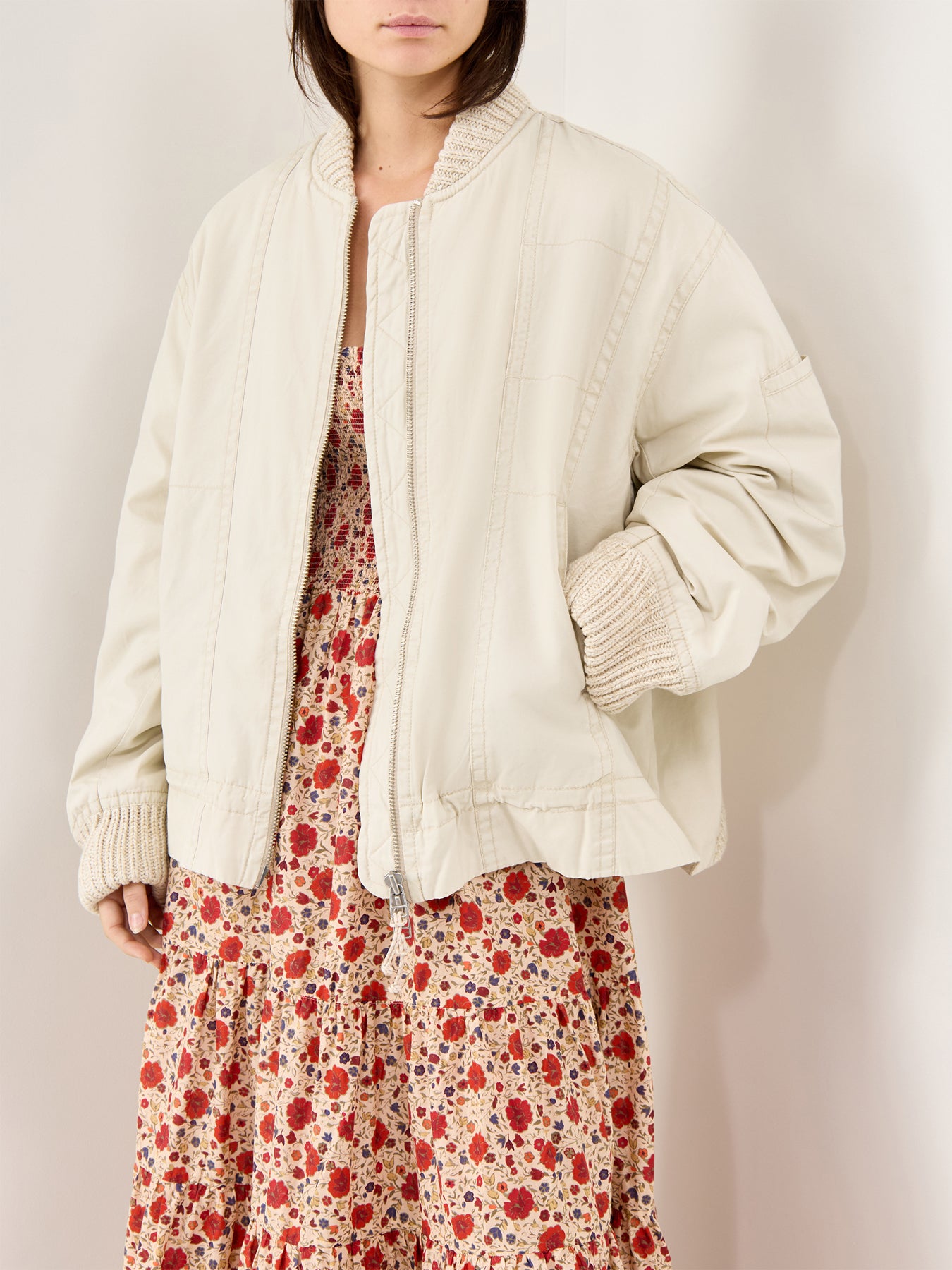 Jax Washed Bomber Jacket Almond