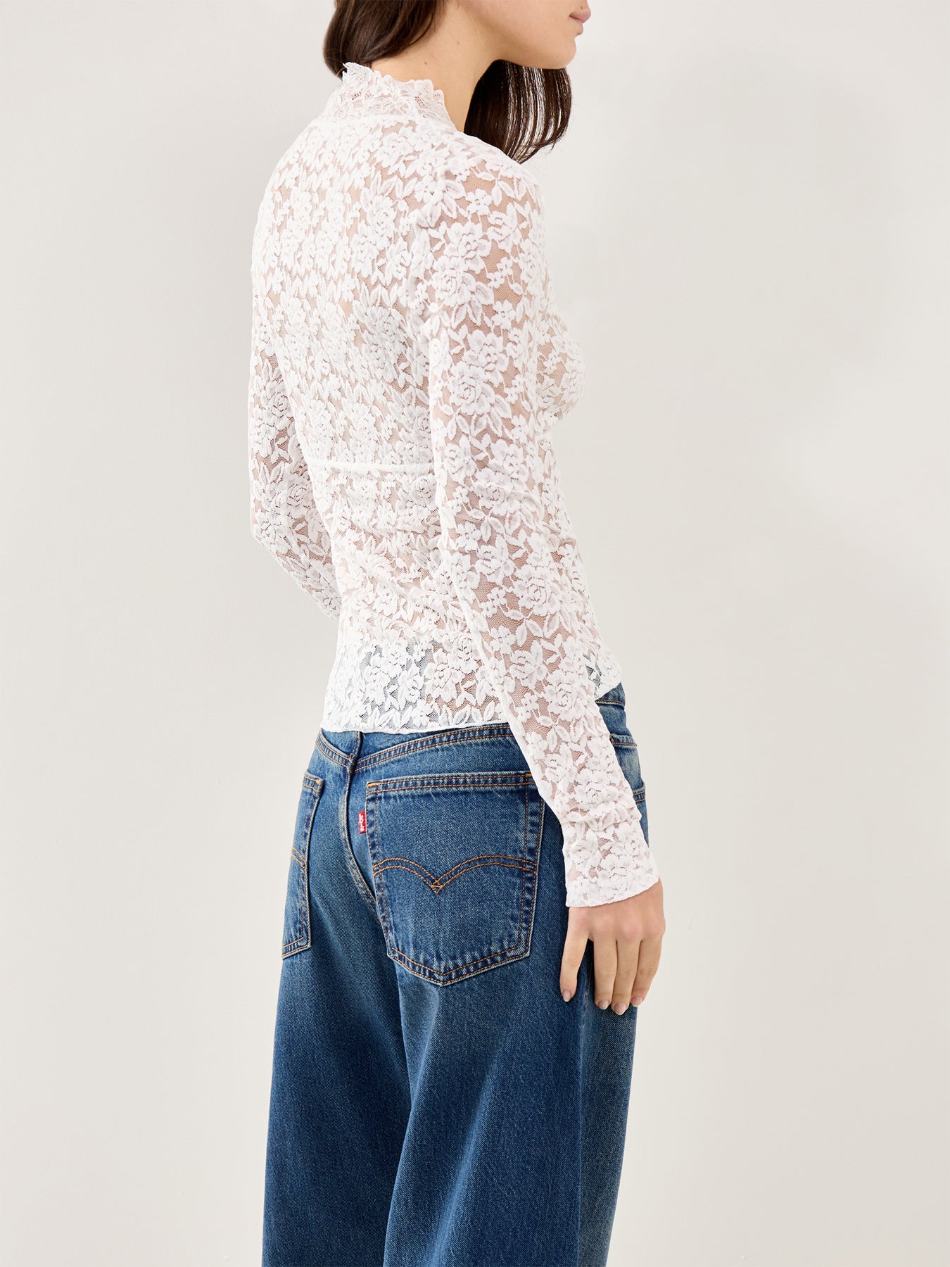 All Day Lace Long Sleeve Top Ivory