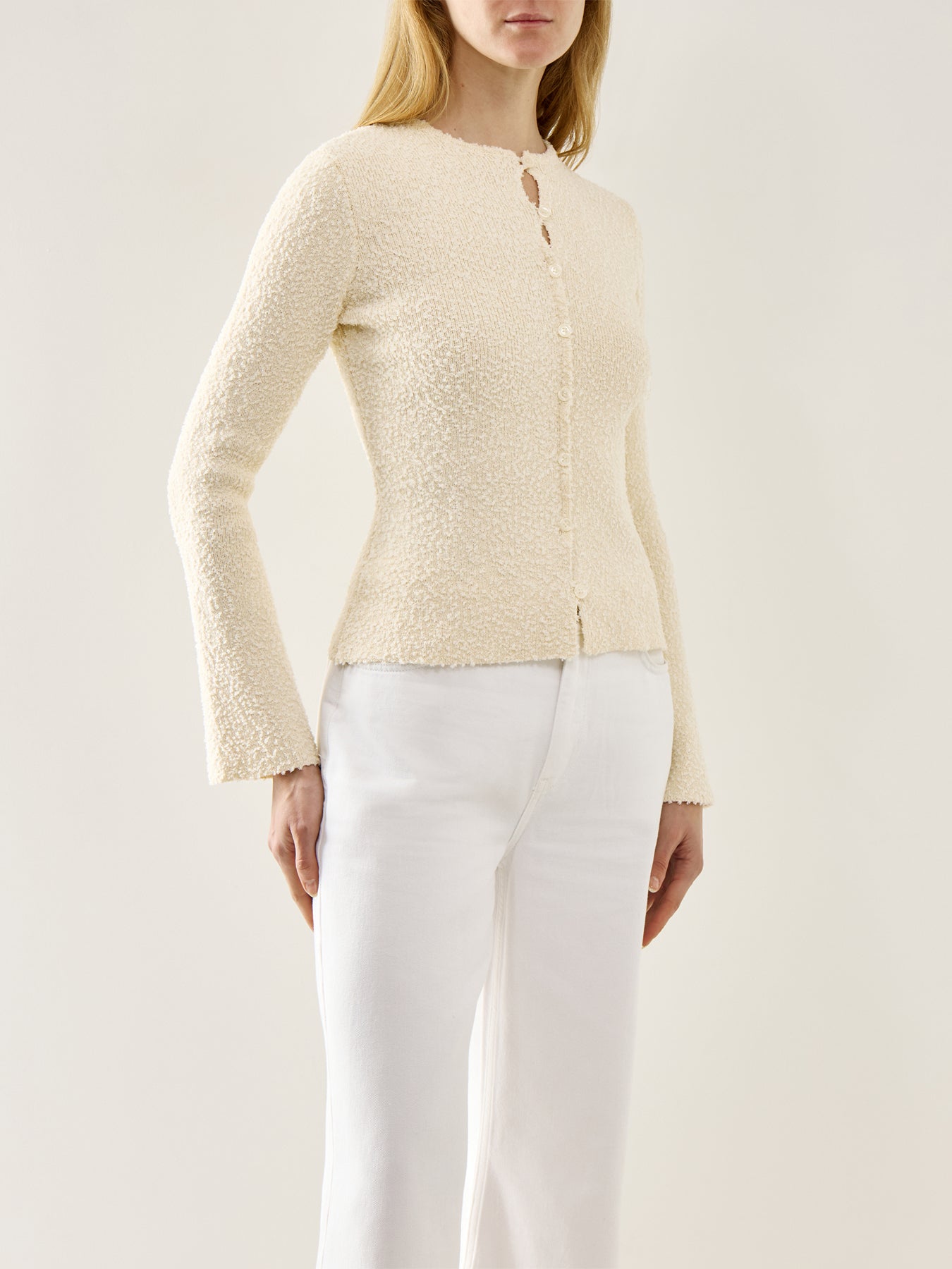 Dayo Bouclé Knit Button Down Top