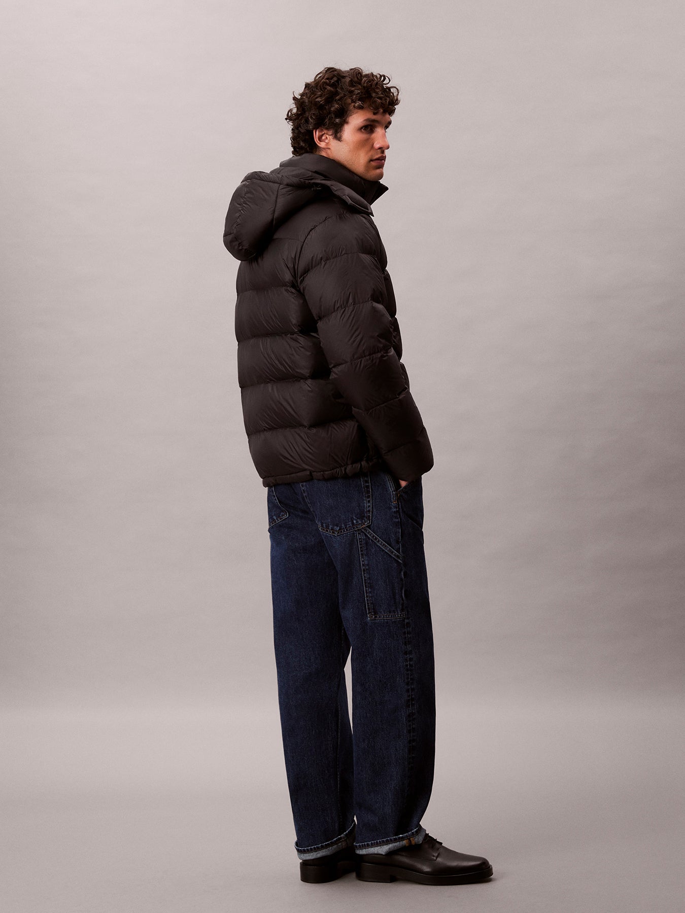 Hooded Down Puffer Jacket Black
