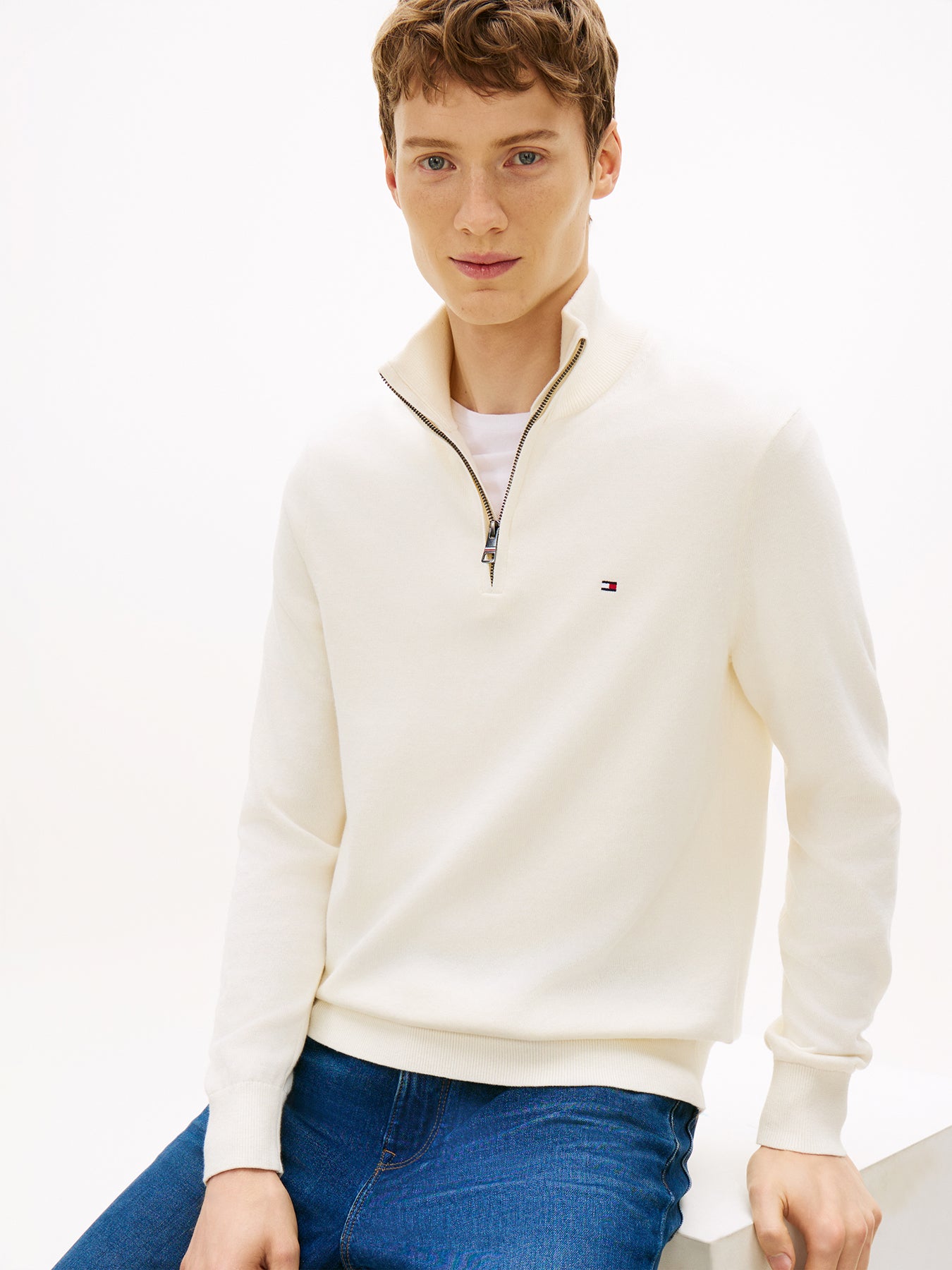 Half-Zip Jumper With Cashmere Cream