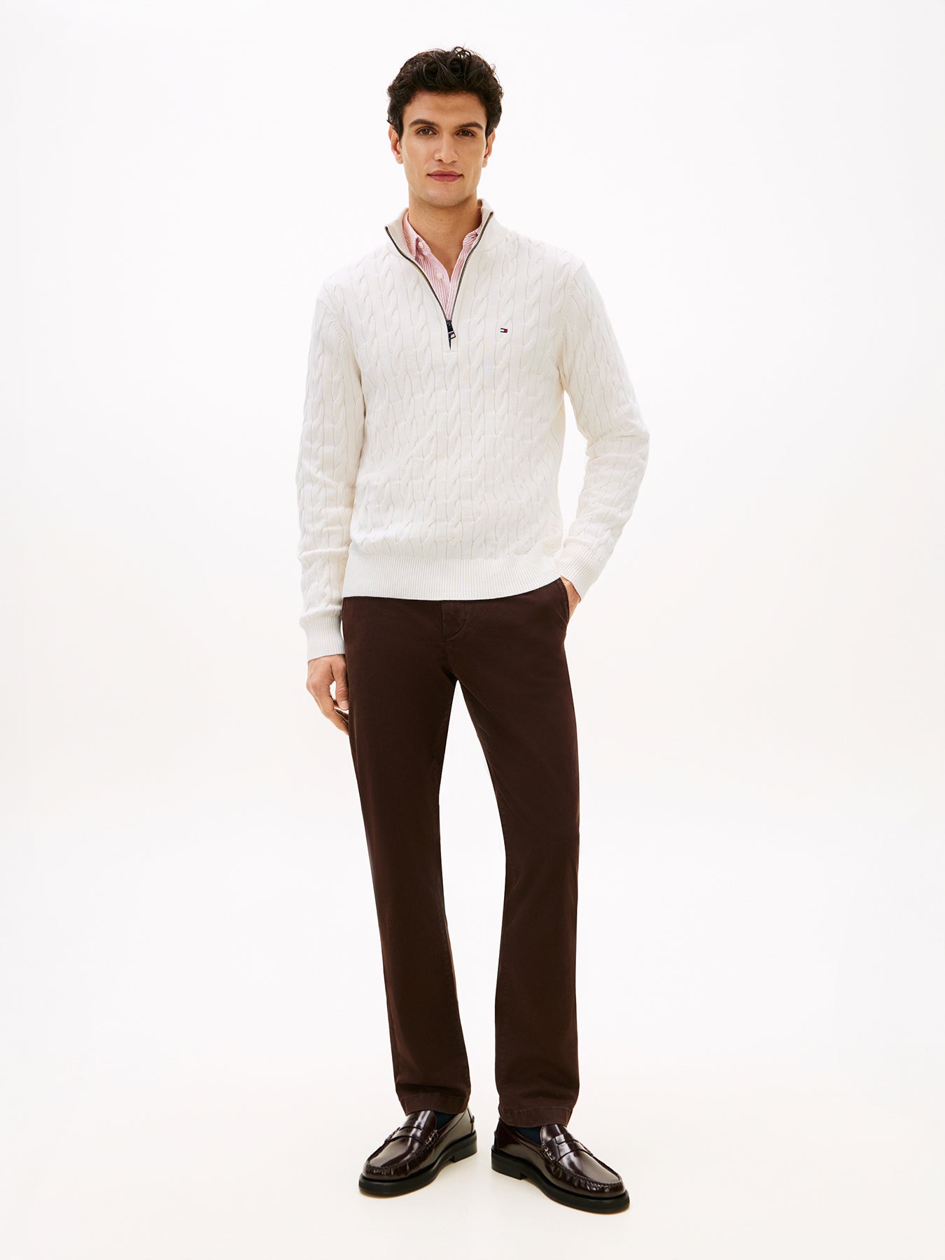 Cable Knit Half-Zip Jumper Cream