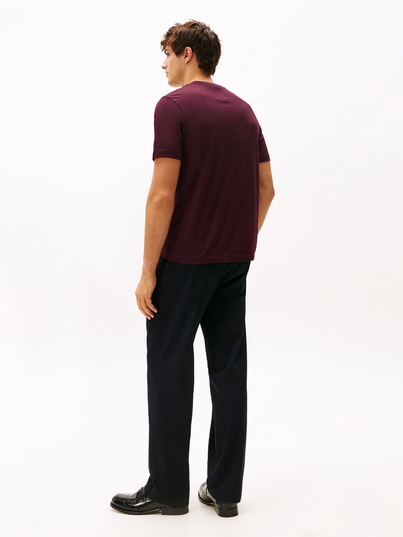 Flag Embroidery Crew Neck T-Shirt Deep Burgundy