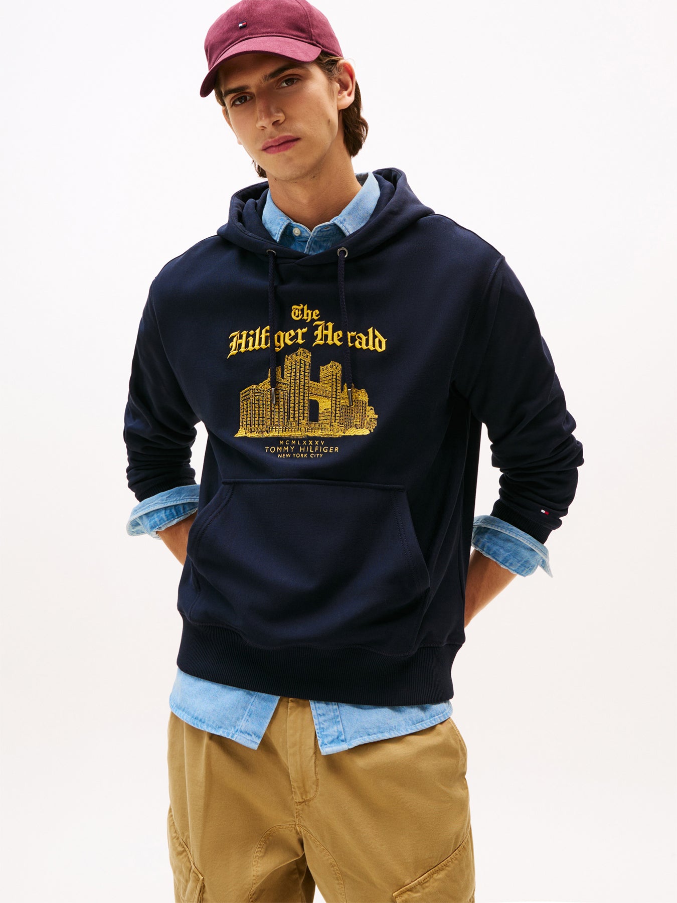 Logo Embroidery Relaxed Drawstring Hoody