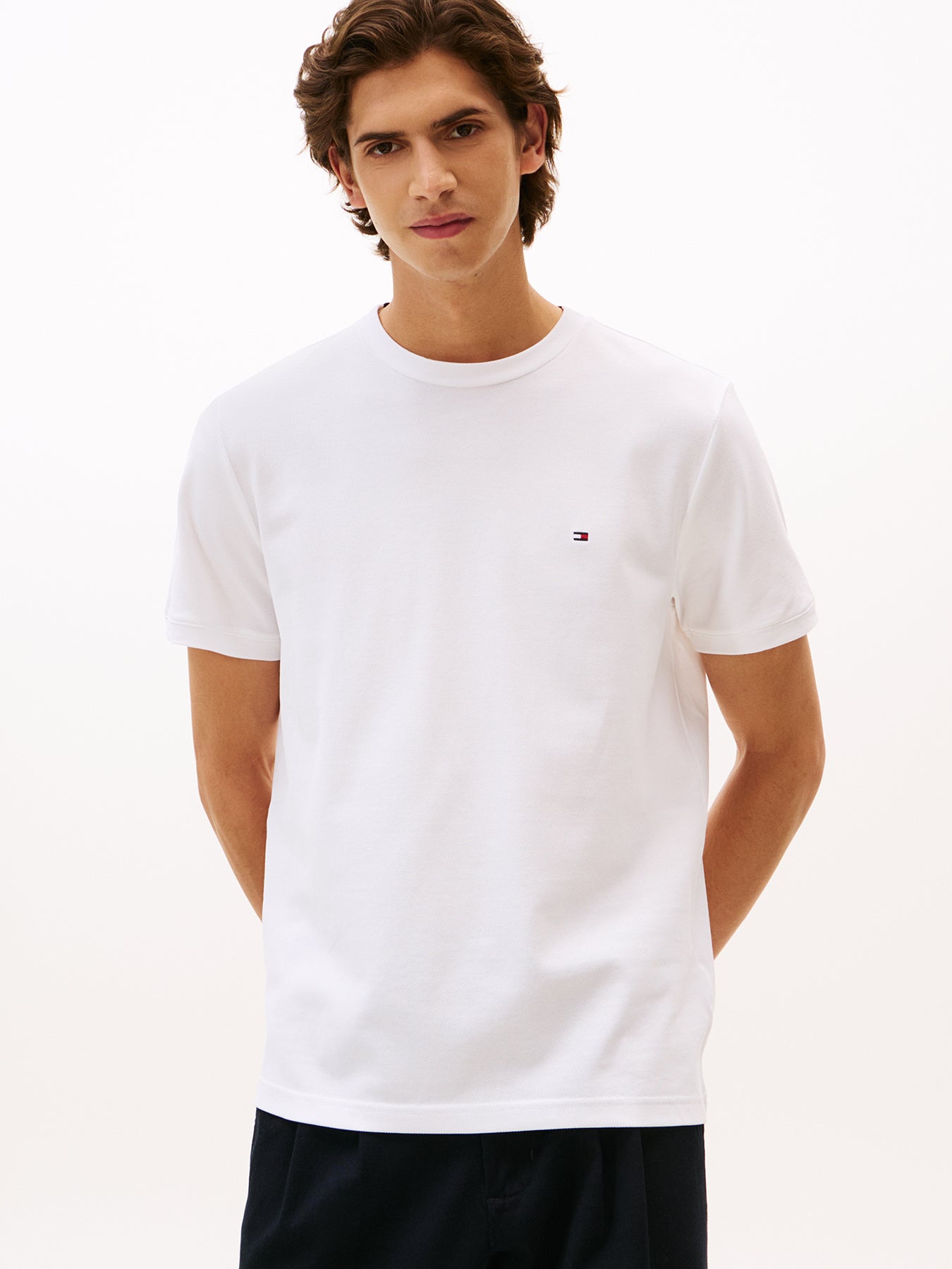 Crew Neck Piqué T-Shirt White