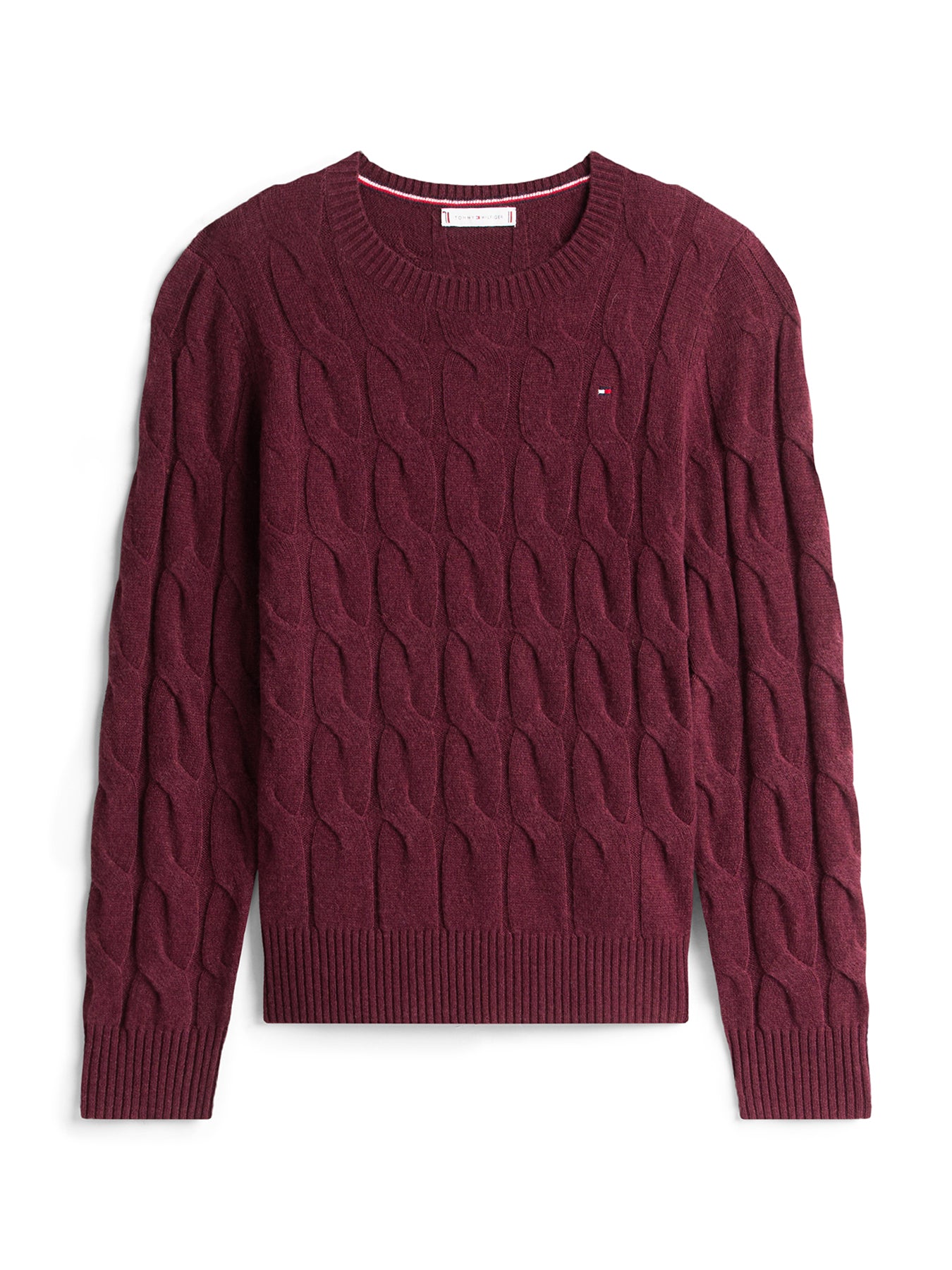 Cable Knit Soft Wool Jumper Red