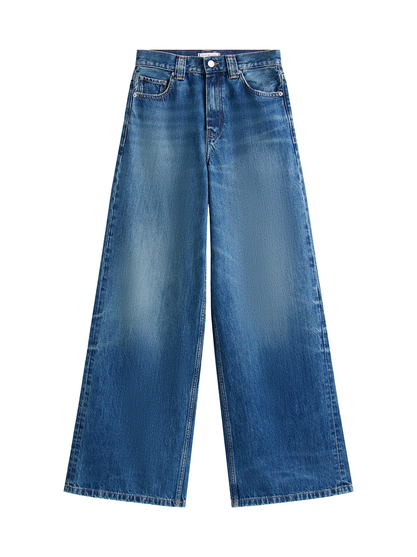 High Rise Wide Leg Jeans Mid Blue Denim