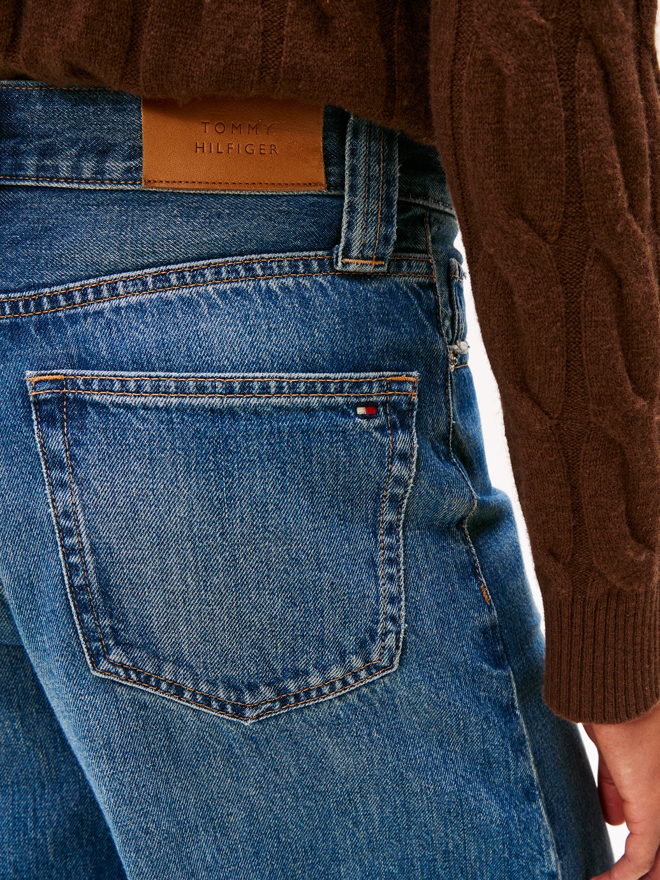 High Rise Wide Leg Jeans Mid Blue Denim