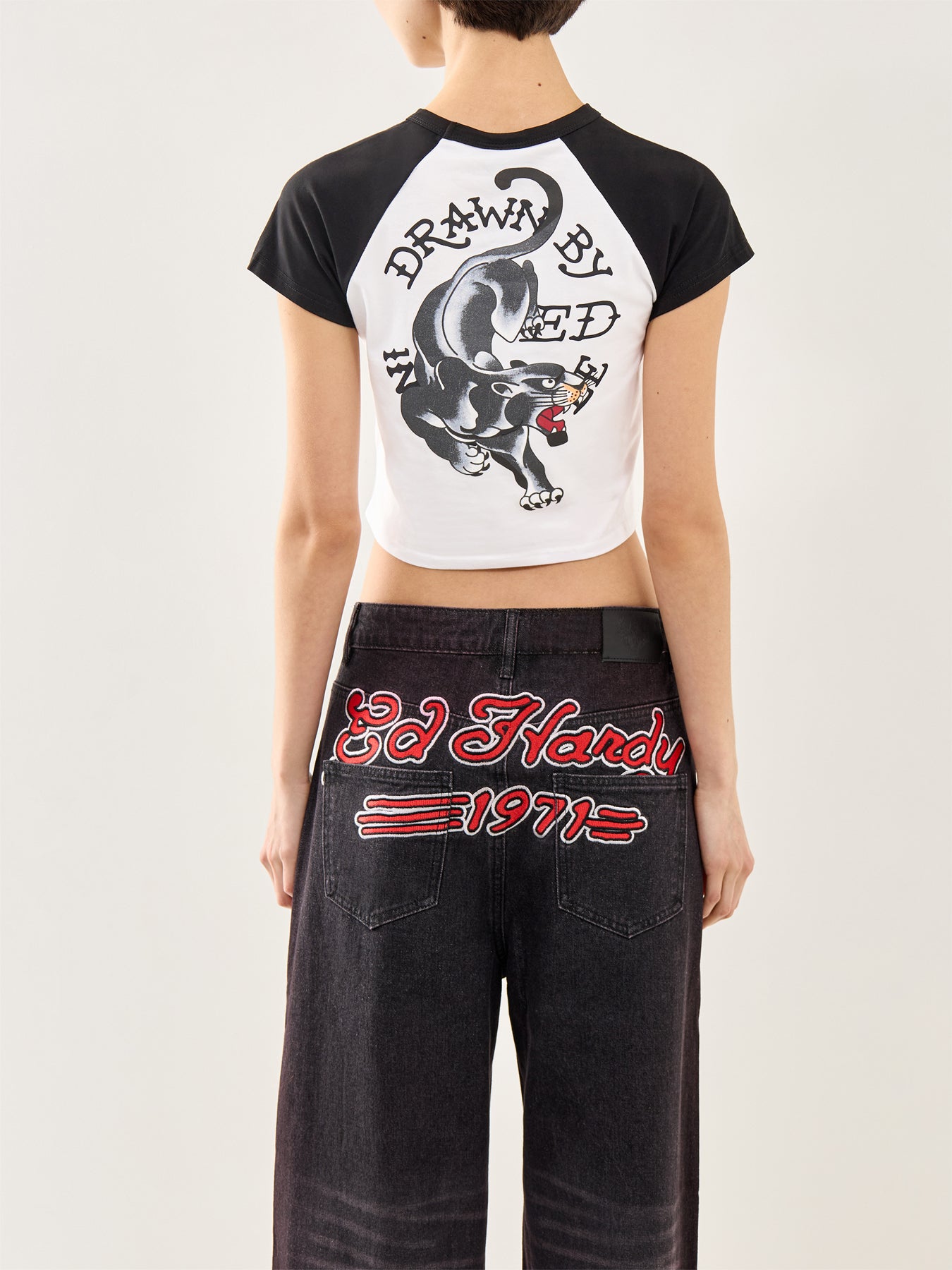 Drawn Panther Ringer T-Shirt White