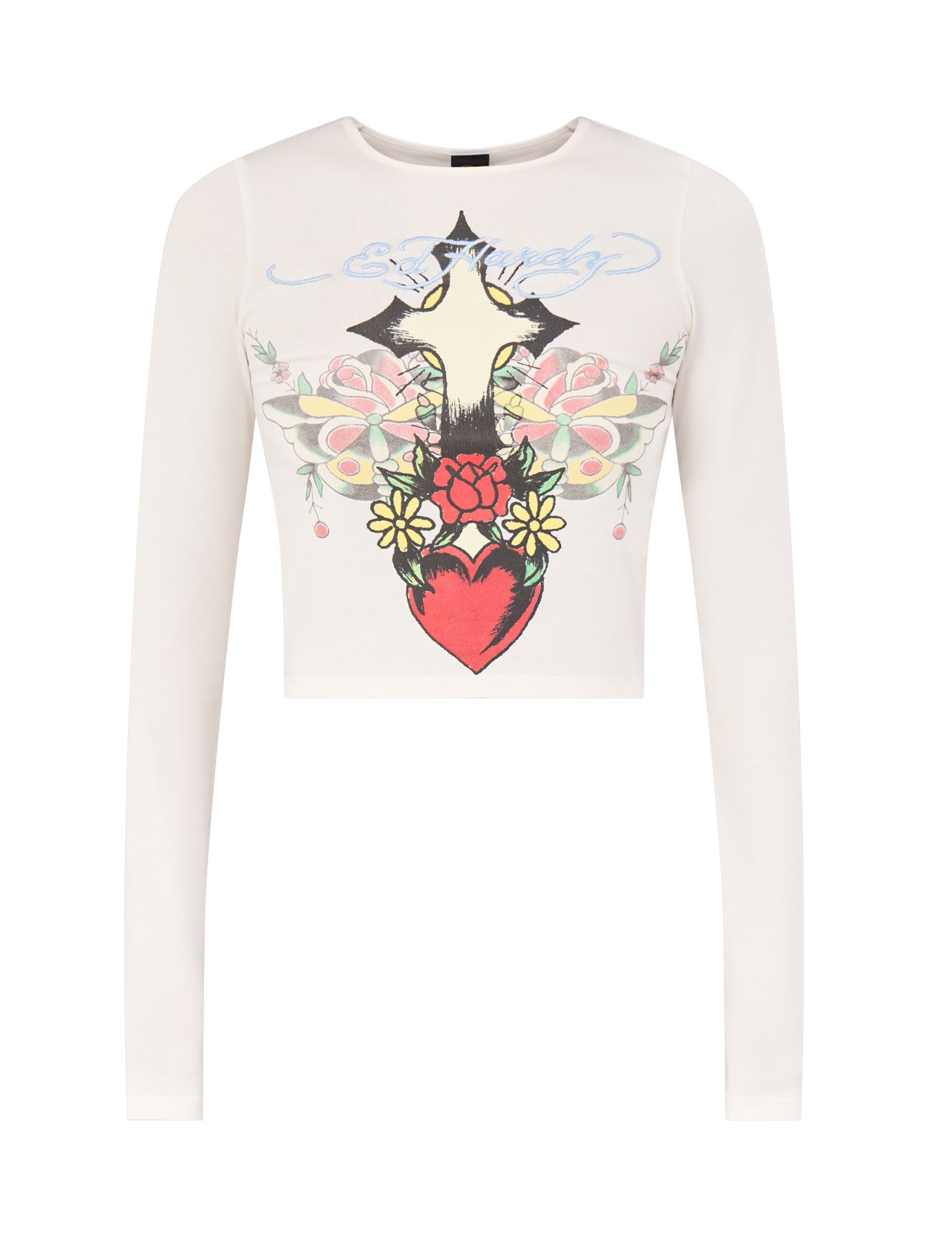 Heart Cross Long Sleeve T-Shirt White