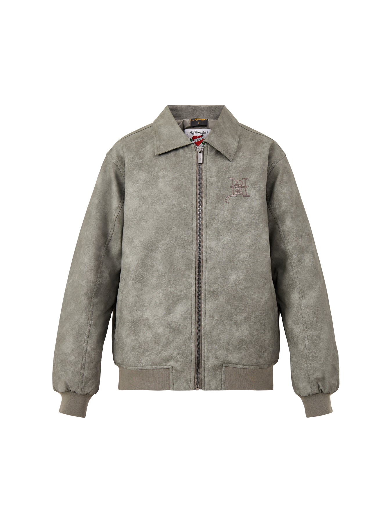 Cobra Embossed Vegan Leather Jacket Grey