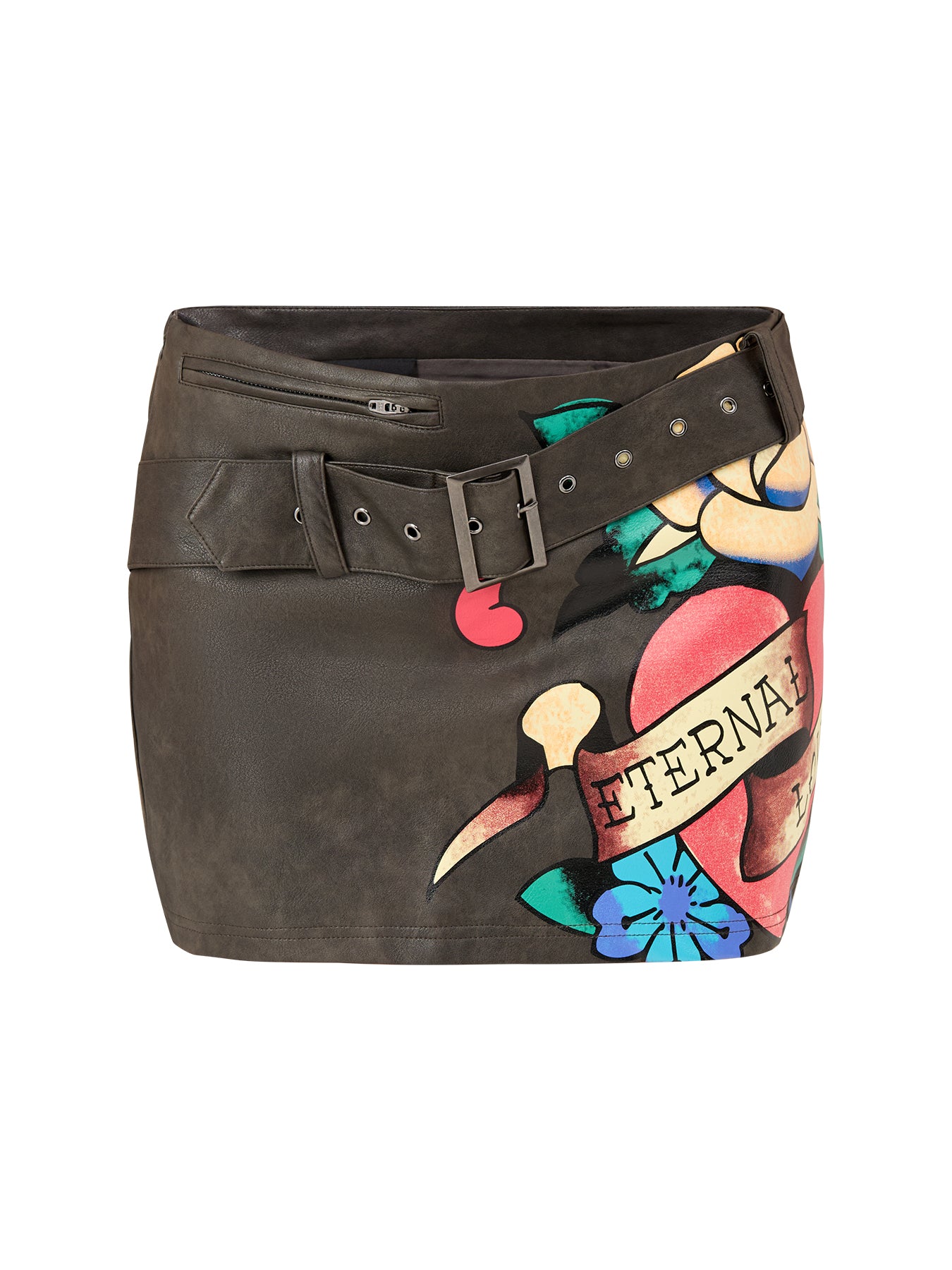 Eternal Love Mini Vegan Leather Skirt Black