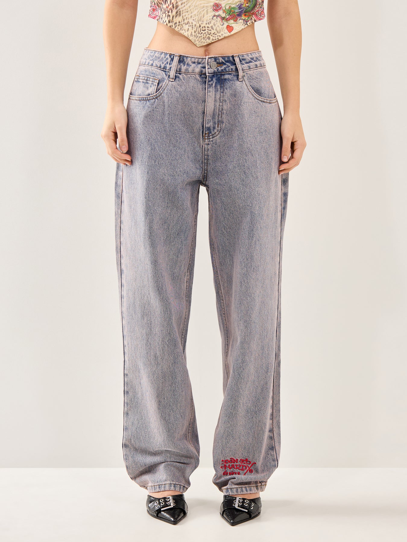 Dragon and Sword Relaxed Jeans Purple