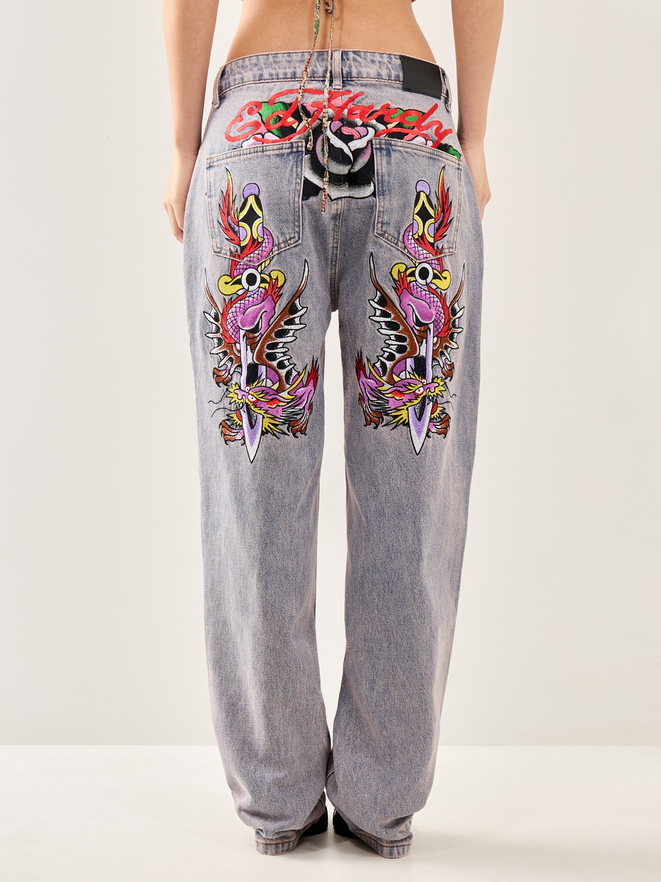 Dragon and Sword Relaxed Jeans Purple